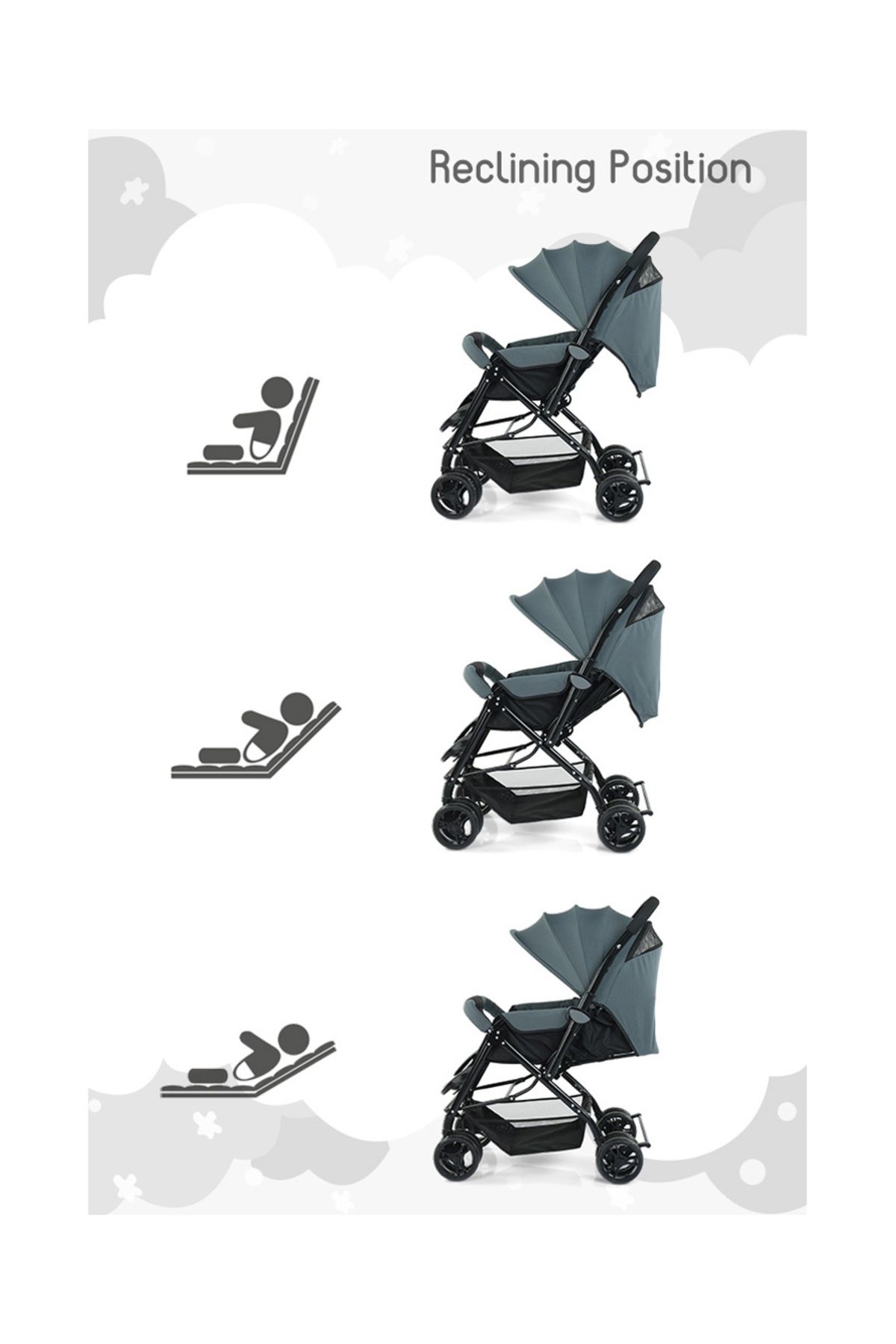 Babyhug-Babyhug Symphony Stroller - 0-3 Years, Reversible Handle, Mosquito Net, 5-Point Harness, Grey 6