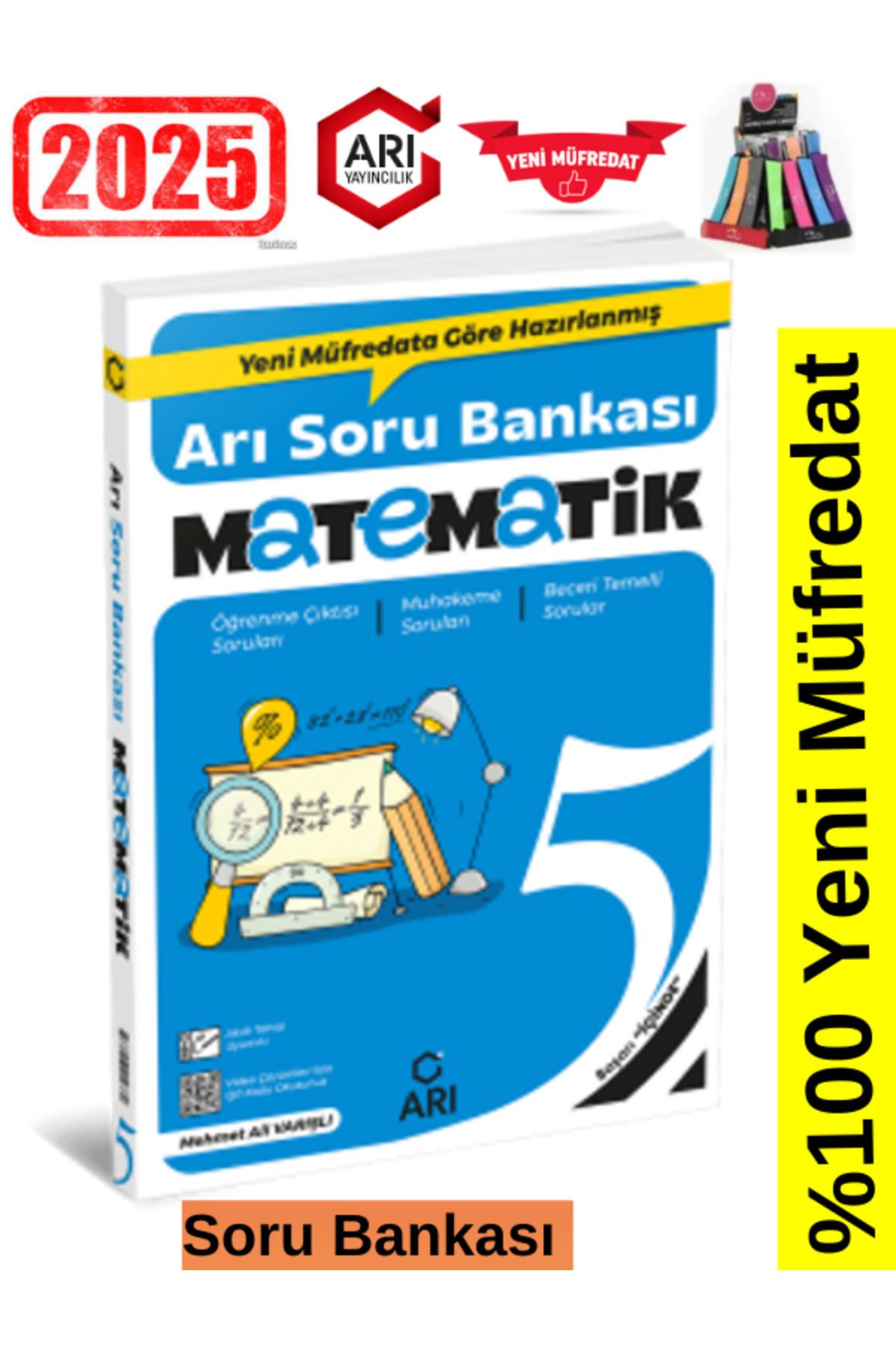 Arı Yayıncılık 2024-2025 Müfredat 5.Sınıf Matematik Video Çözümlü Soru Bankası Seti+Kalemlik