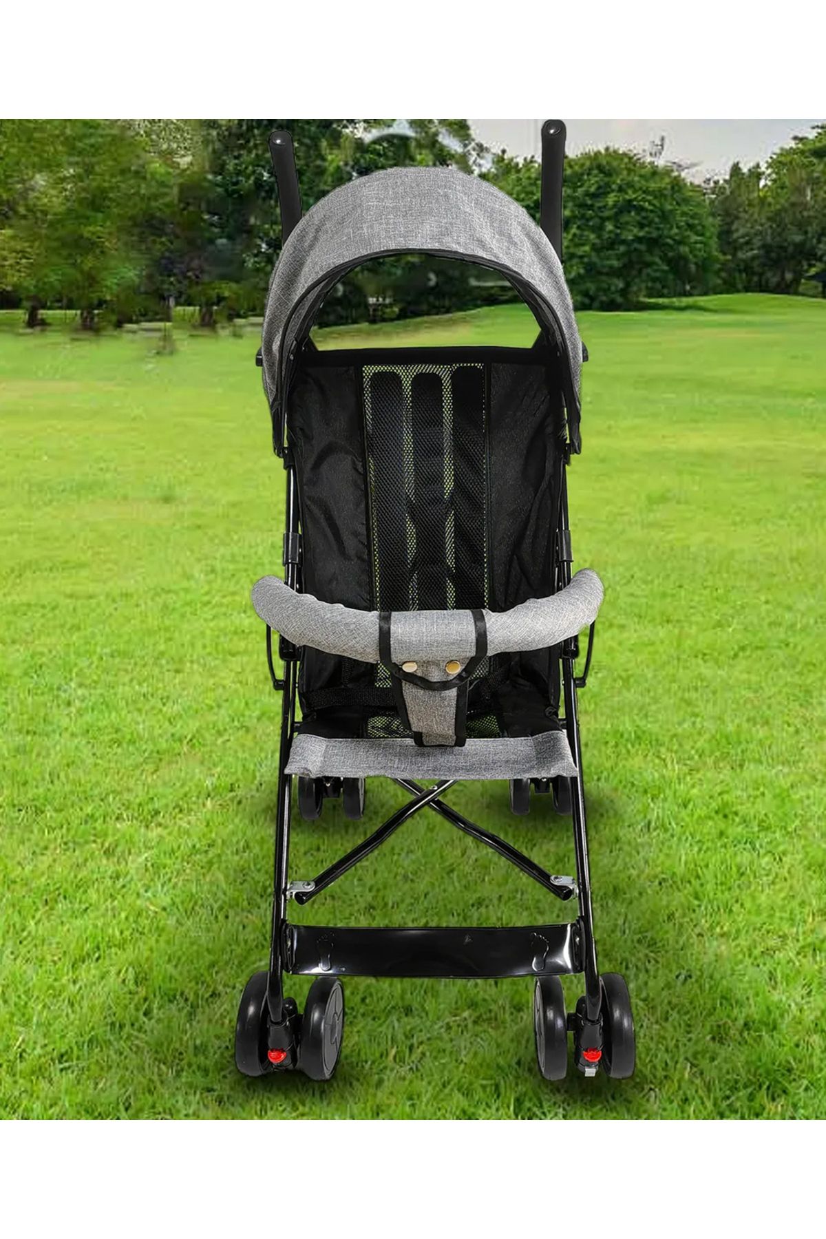 Fab N Funky-Lightweight Stroller - Grey, Adjustable Canopy, Swivel Wheels, Mosquito Net, 0M+ 8