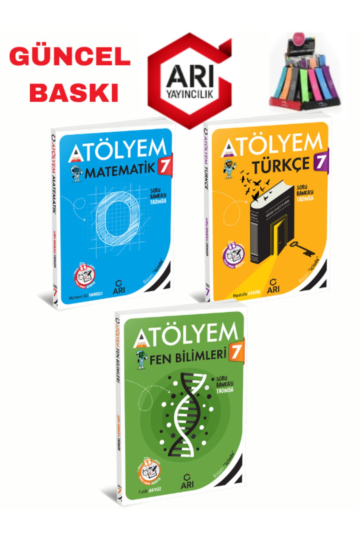 Arı Yayıncılık 2024-2025 Müfredat 7.Sınıf Atölyem Matematik-Türkçe-Fen Soru Bankası+Yazılı Eki+Kalemlik