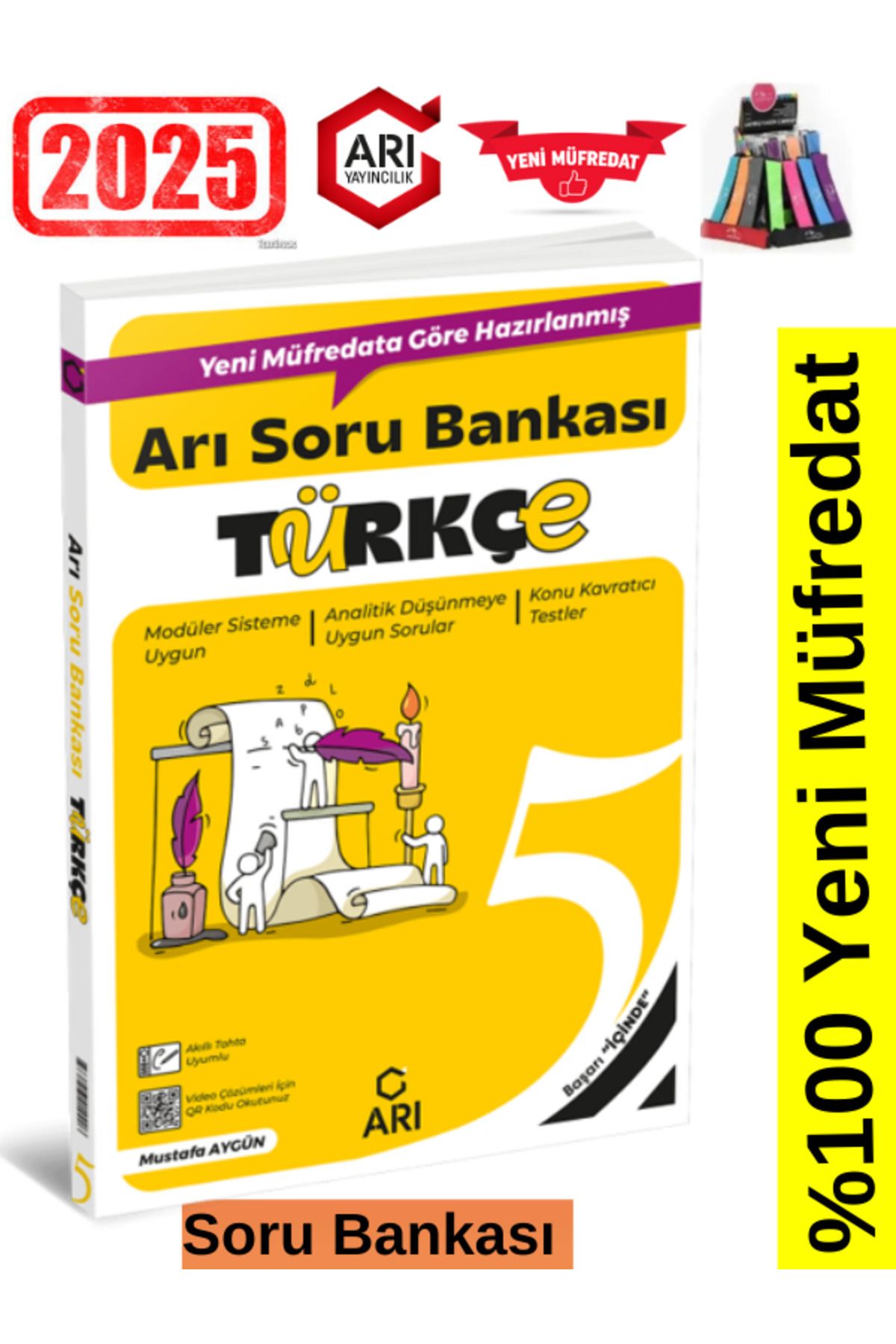 Arı Yayıncılık 2024-2025 Müfredat 5.Sınıf Türkçe Video Çözümlü Soru Bankası Seti+Kalemlik