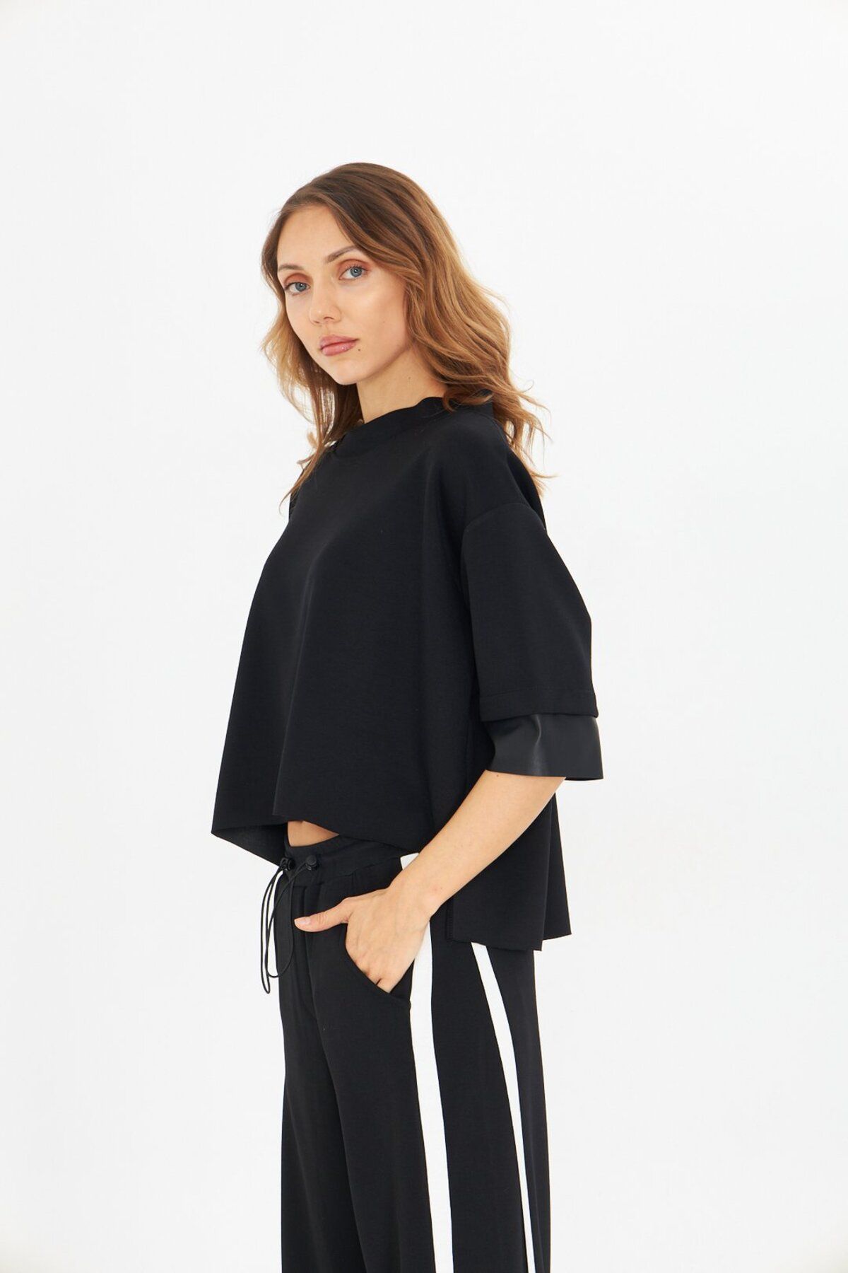 LAMANTE-Truvakar Sleeve Black Modal Bluz 4