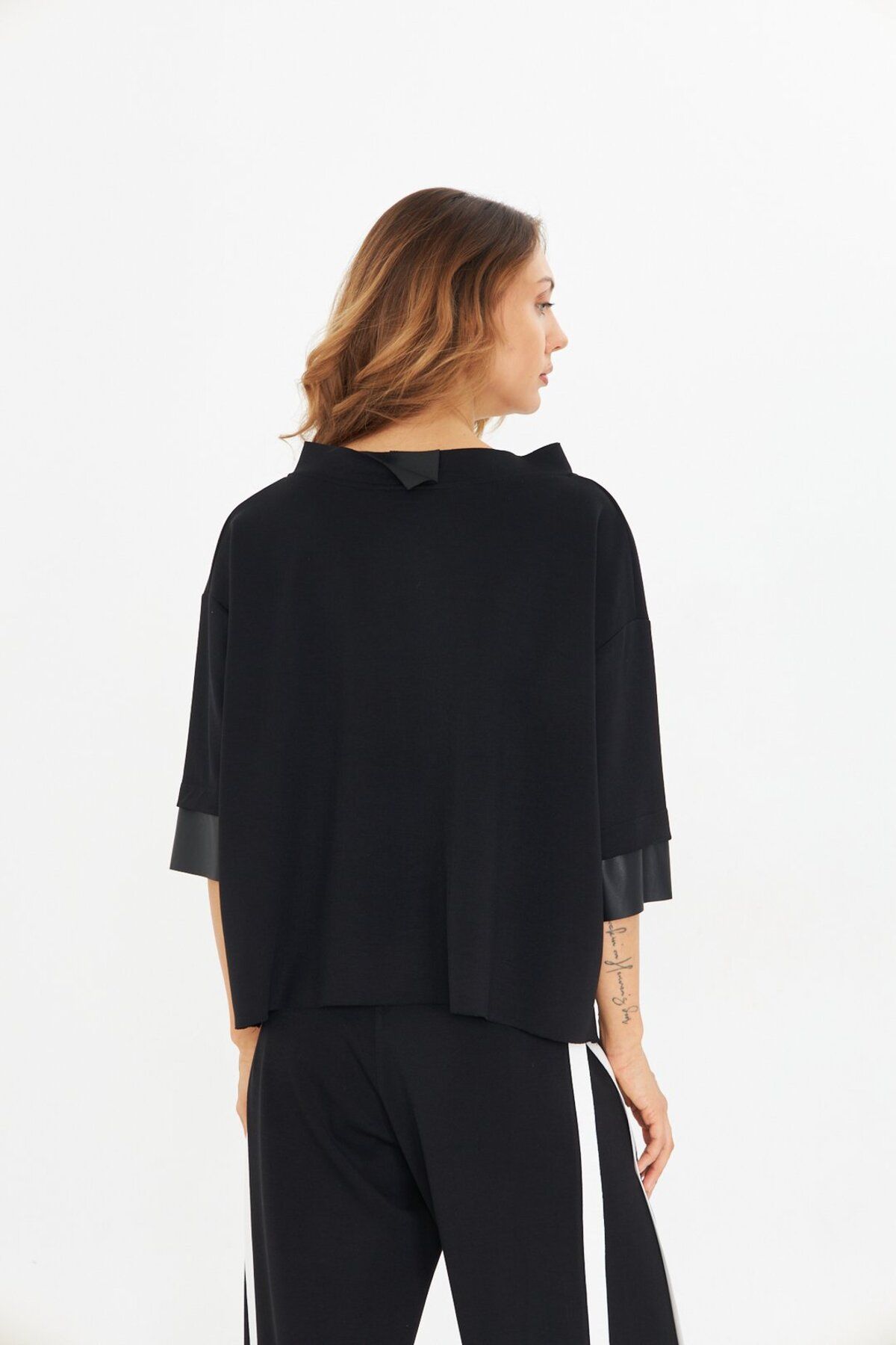 LAMANTE-Truvakar Sleeve Black Modal Bluz 5