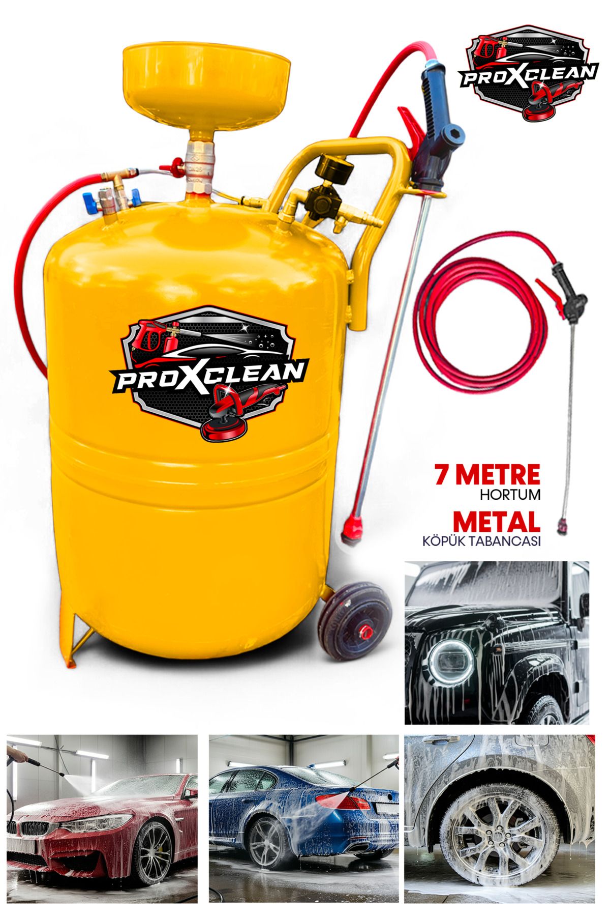 PROXTECH 100 Litre Proxclean Köpük Tankı Köpük Püskürtme 7 Metre Hortum Metal Tabancalı