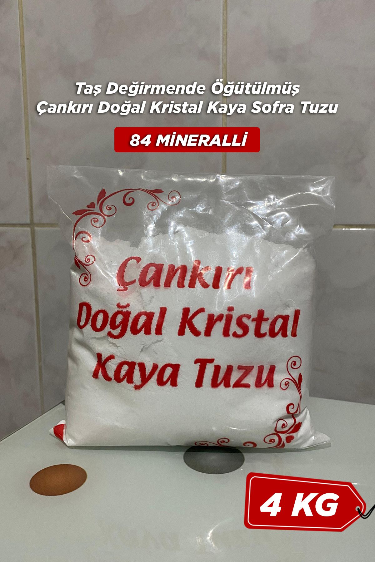 SETA Shop 4 Kg Taş Değirmende Öğütülmüş Çankırı Doğal Kristal Kaya Sofra Tuzu