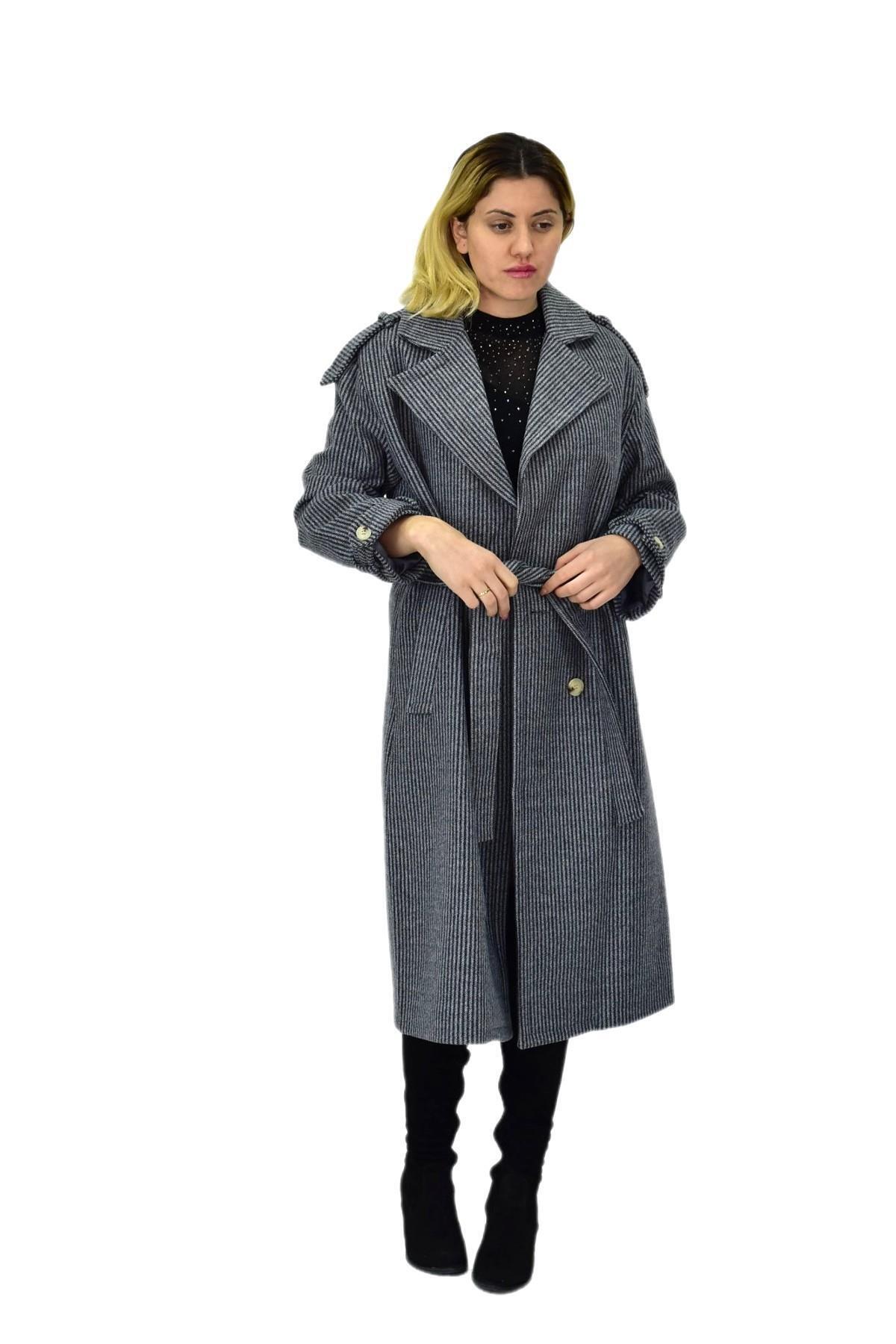 Misselens-Women's Striped Long Stamp Coat Bgl-St04118 7