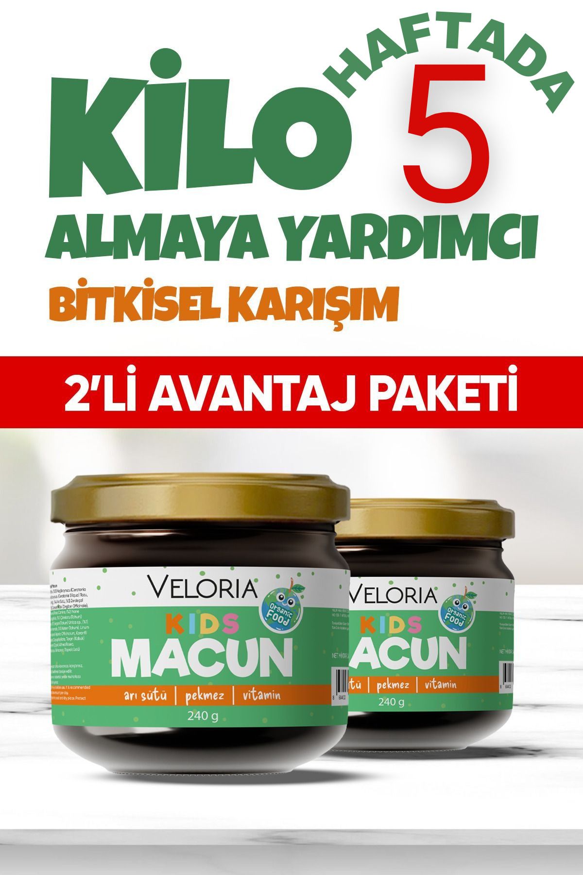 Veloria Cosmetics Kilo-aldırıcı Kakaolu, Pekmez, Arı Sütü, Bal, Ve Vitamin, Macun 2li Set