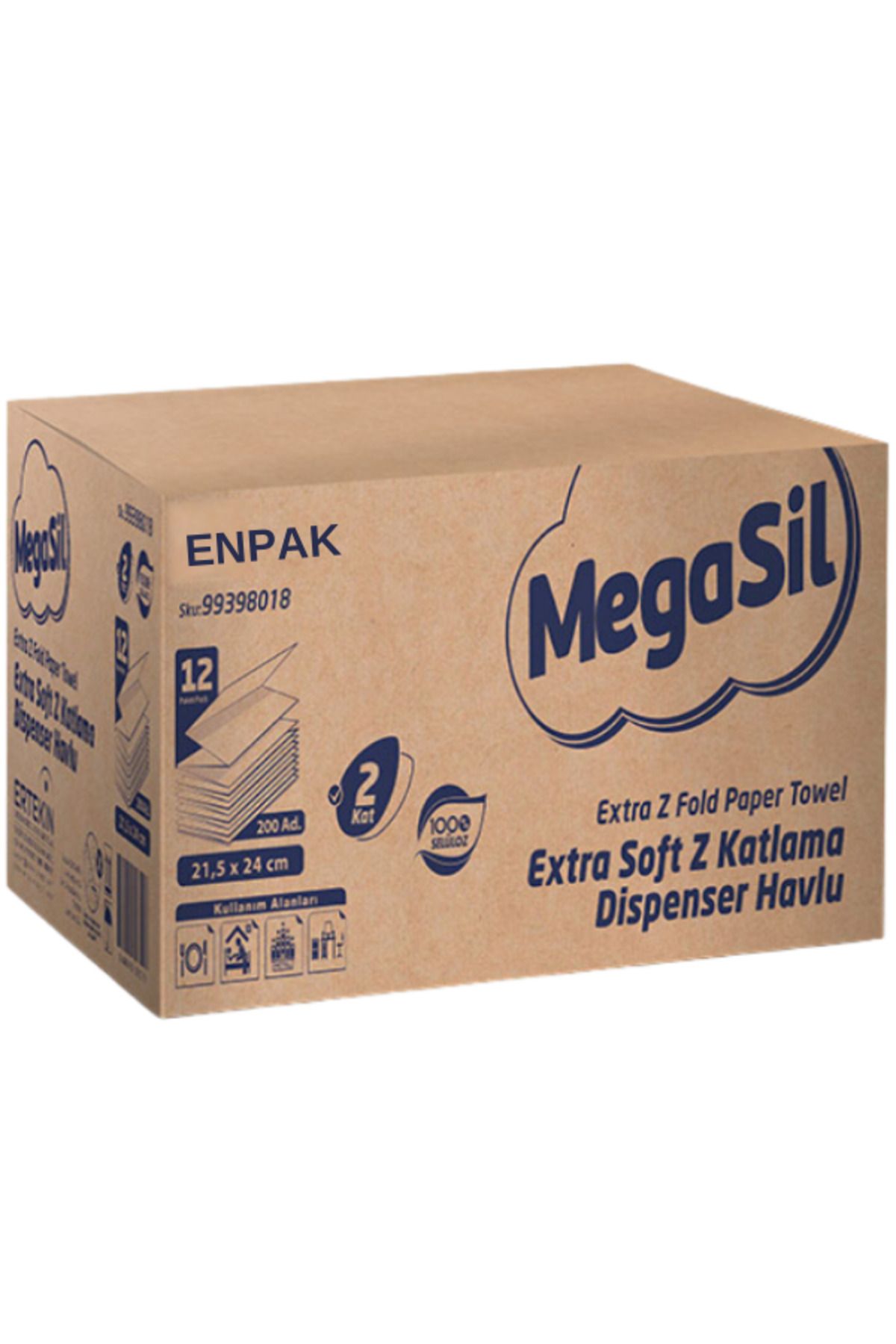 MEGASİL Megasil Exstra Soft 2 Katlı Z Katlama Dispenser Havlu Kağıt Peçete 200 Yaprak