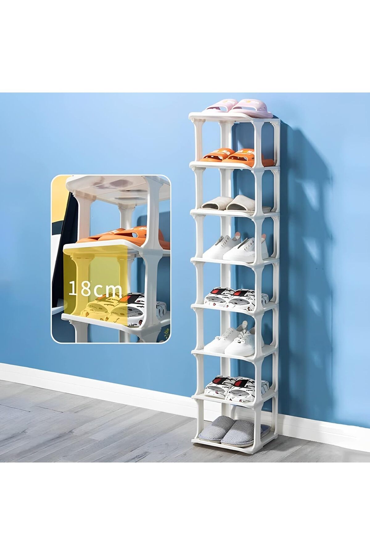 Arabest-Shoe Rack, 8-Tier Stackable Shoe Storage Organizer for Bedroom, Adjustable Shoe Rack 5