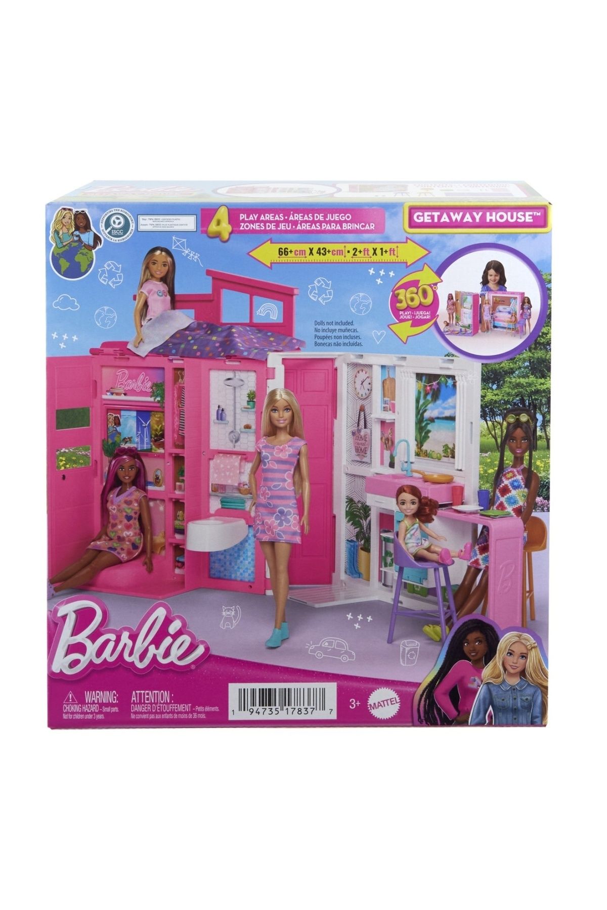 Barbie Casa De Papusi Barbie Cu 4 Zone Pliabila - One Size