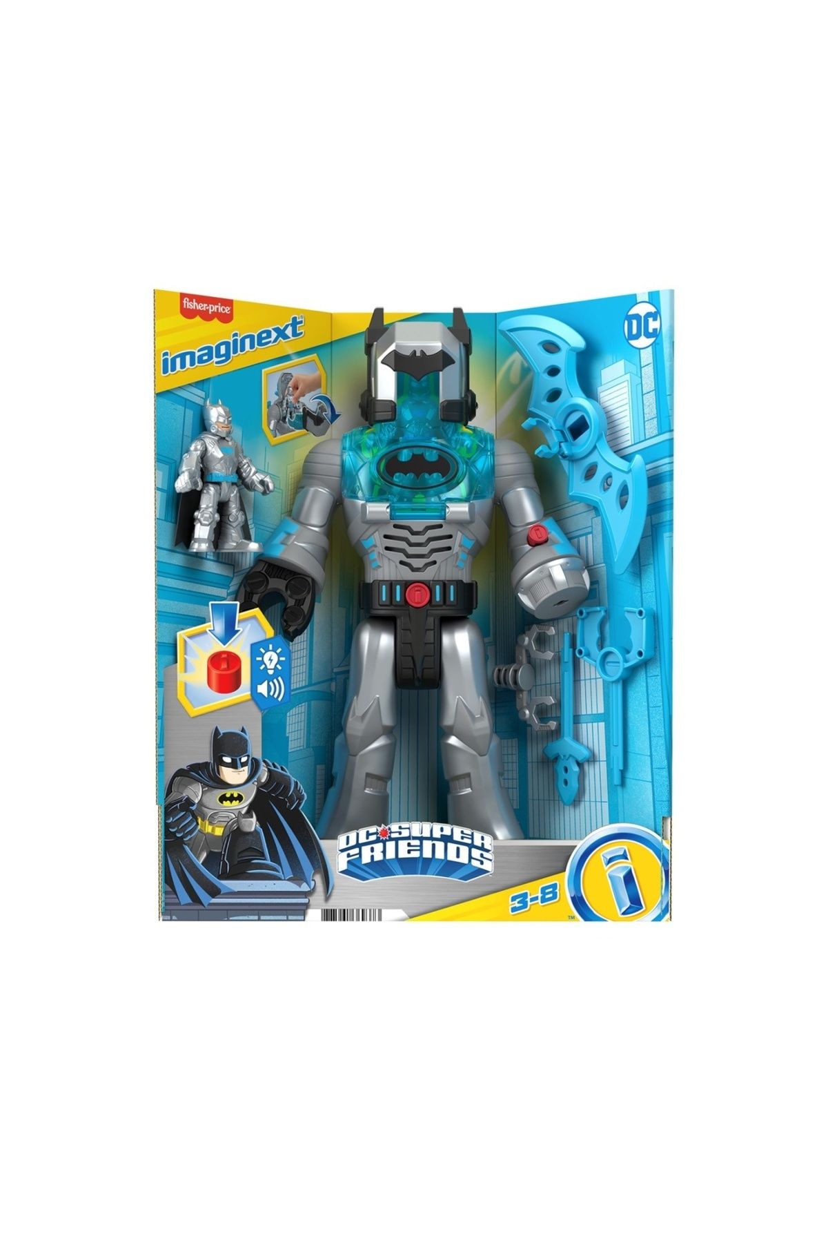 FISHER PRICE-IMAGINEXT DC SUPER FRIENDS ROBOT BATMAN ÎN COSTUM GRI 30CM 1