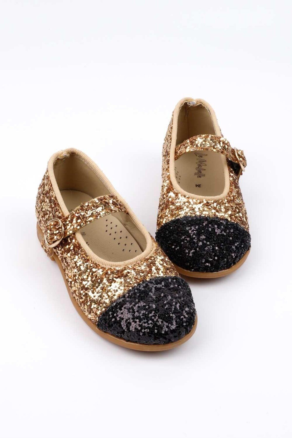 Le Mabelle Gold Sequin Buckle Shoes for Girls Trendyol