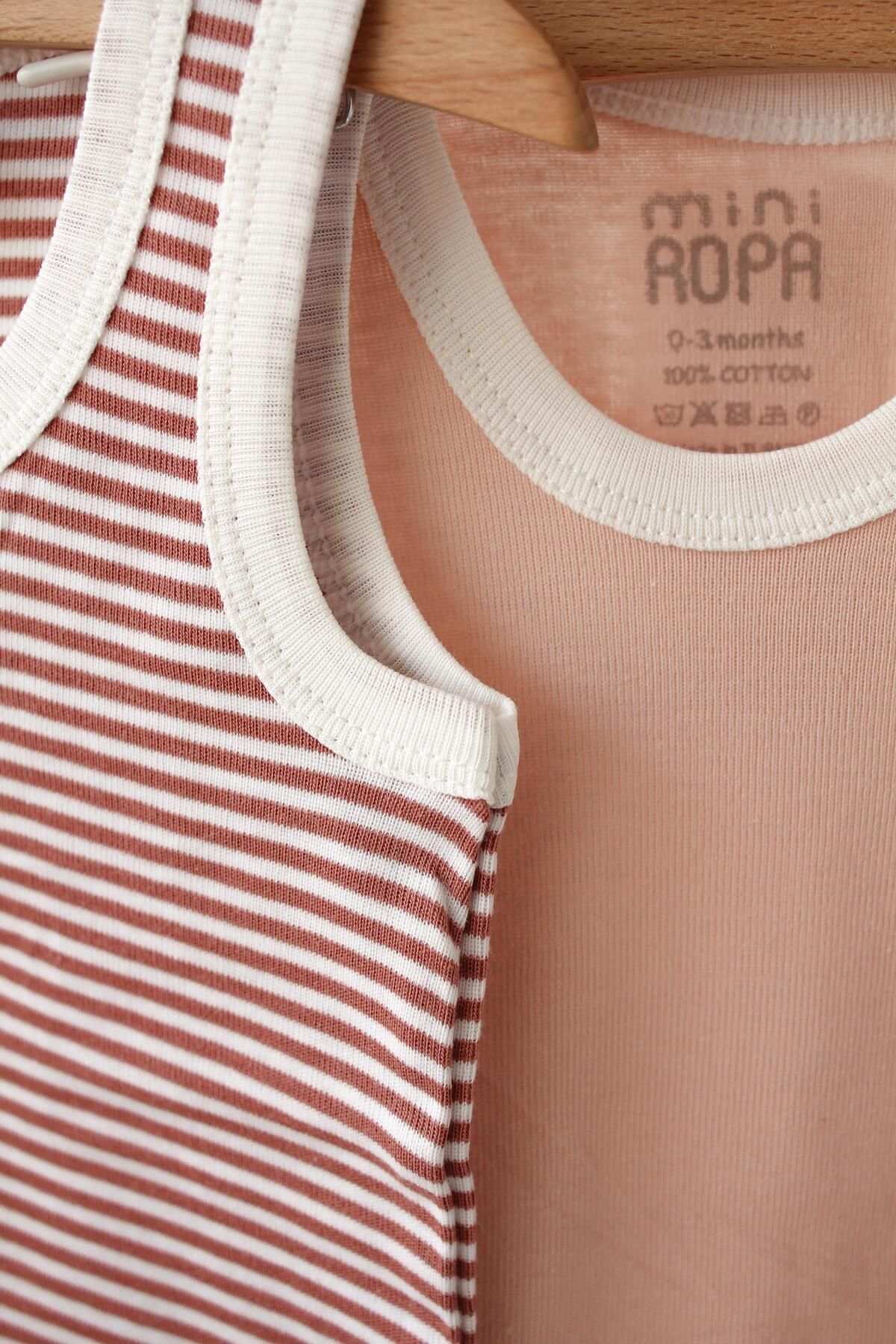 Mini Ropa-3-Piece Organic Cotton Baby Kids Bodysuit - Undershirt with Snap Fasteners 3