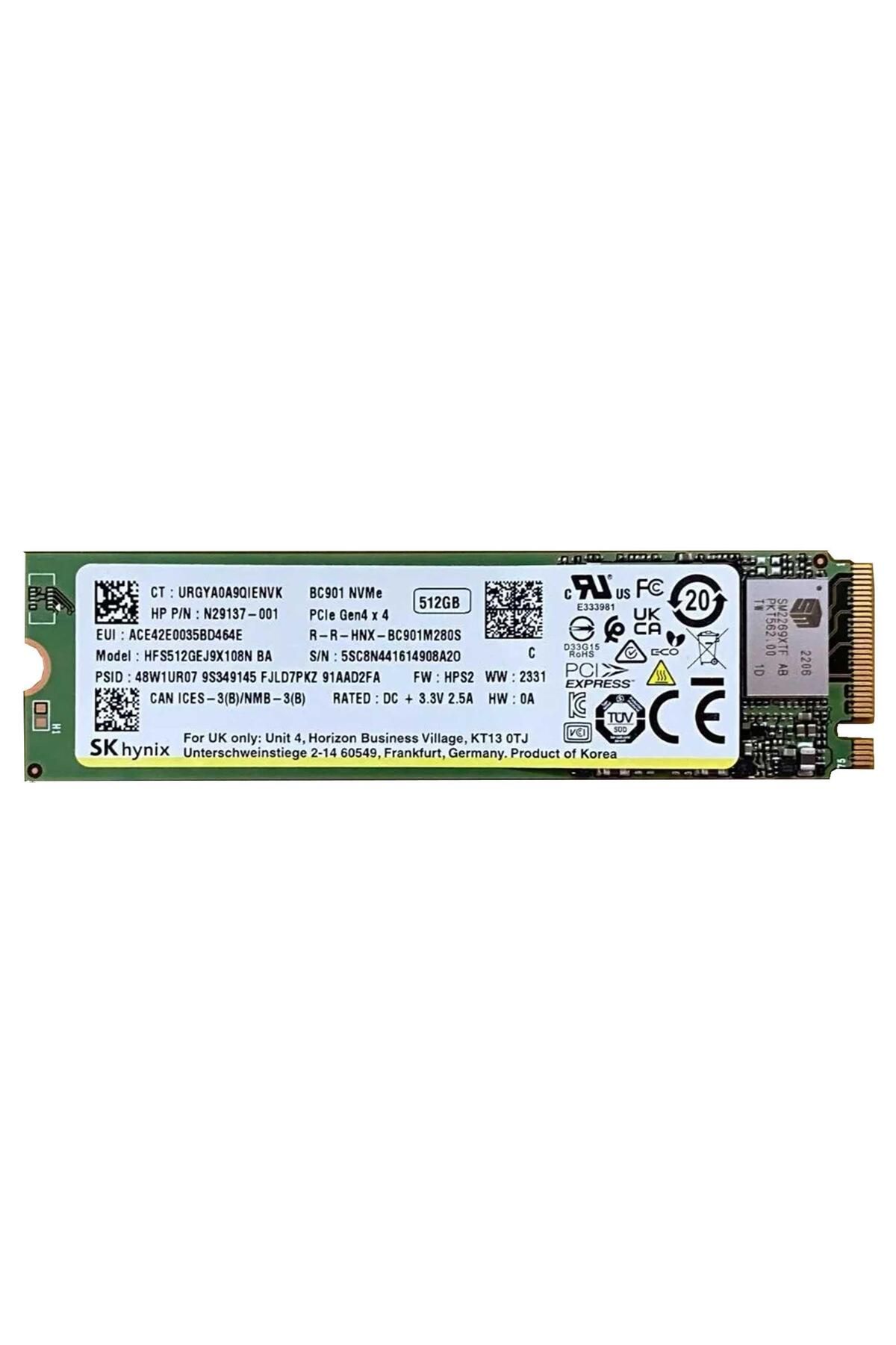 SKHYNİX SK Hynix BC901 512GB 3400/2900 MB/s Gen4x4 M.2 2280 SSD