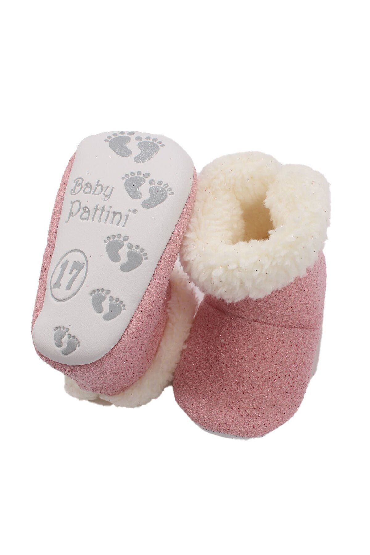 bebegen-Baby Girl Pink Glittered Fur Slippers 1