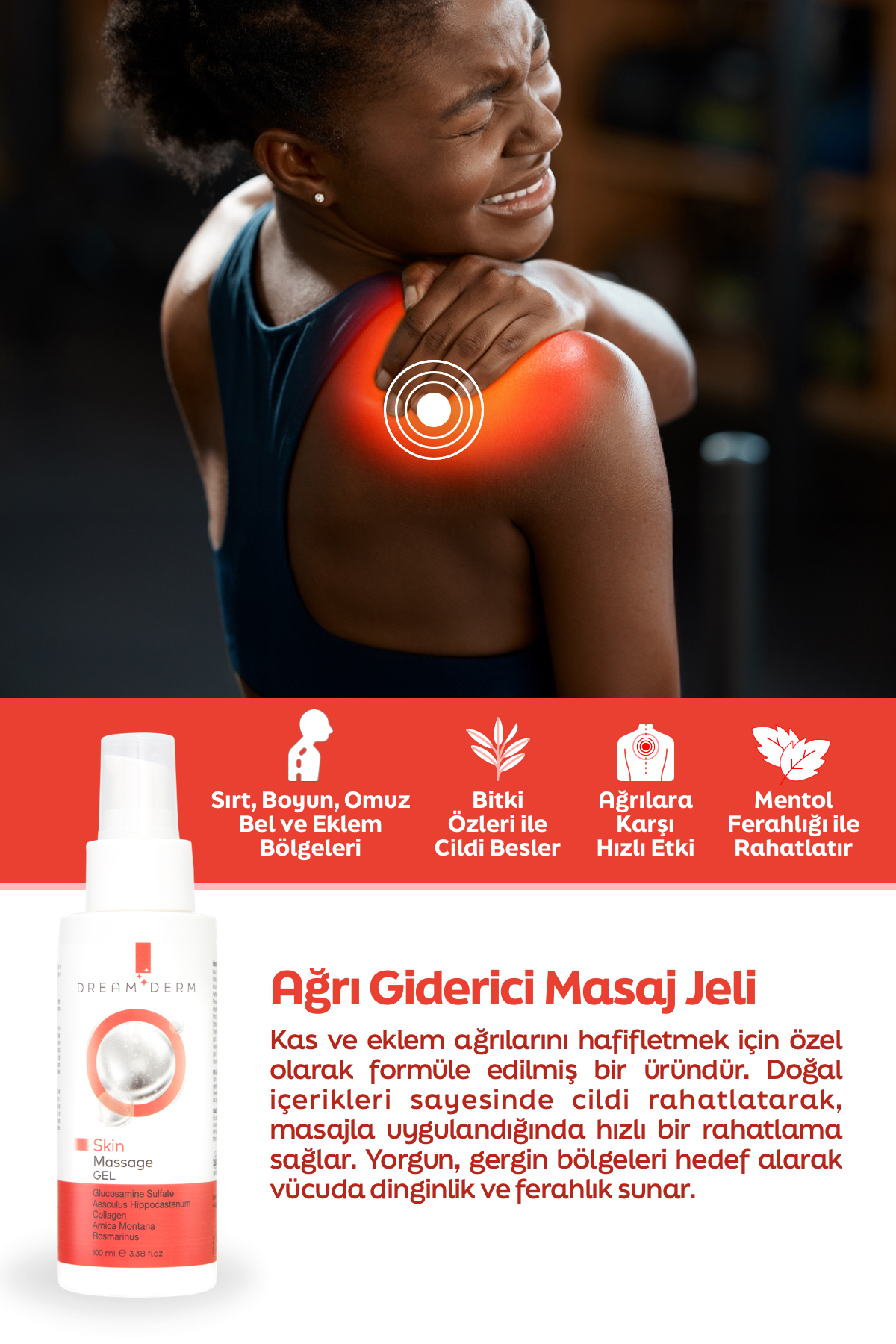 Mentollü Masaj Jeli – Boyun, Sırt ve Kas Rahatlatıcı 100 ml — DD1011 — تصویر 4 از 6
