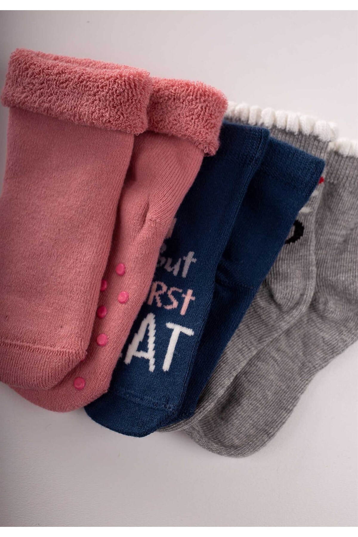 Cigit Üçlü Kız Bebek Çorap 12-24 Ay Karşık Renkli 1 fotoğrafı 2 (önizleme)