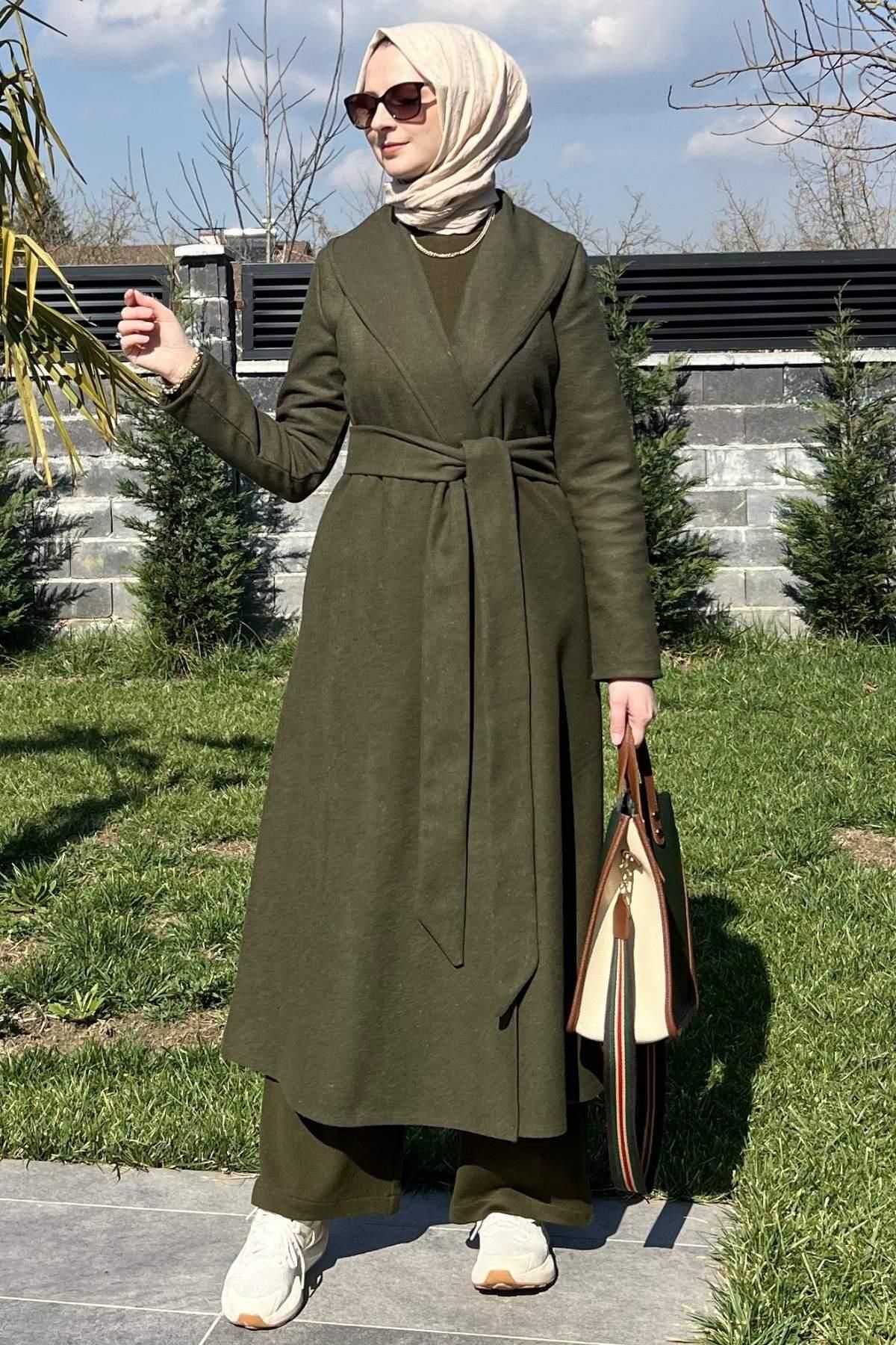 Rabia Şamlı-Selin Khaki Stamp Coat 4