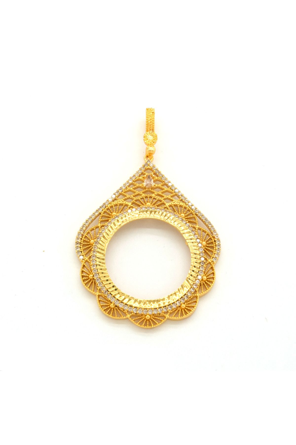 FerizZ-Gold Plated Embroidered Full Rim Necklace - Tgr-598 1