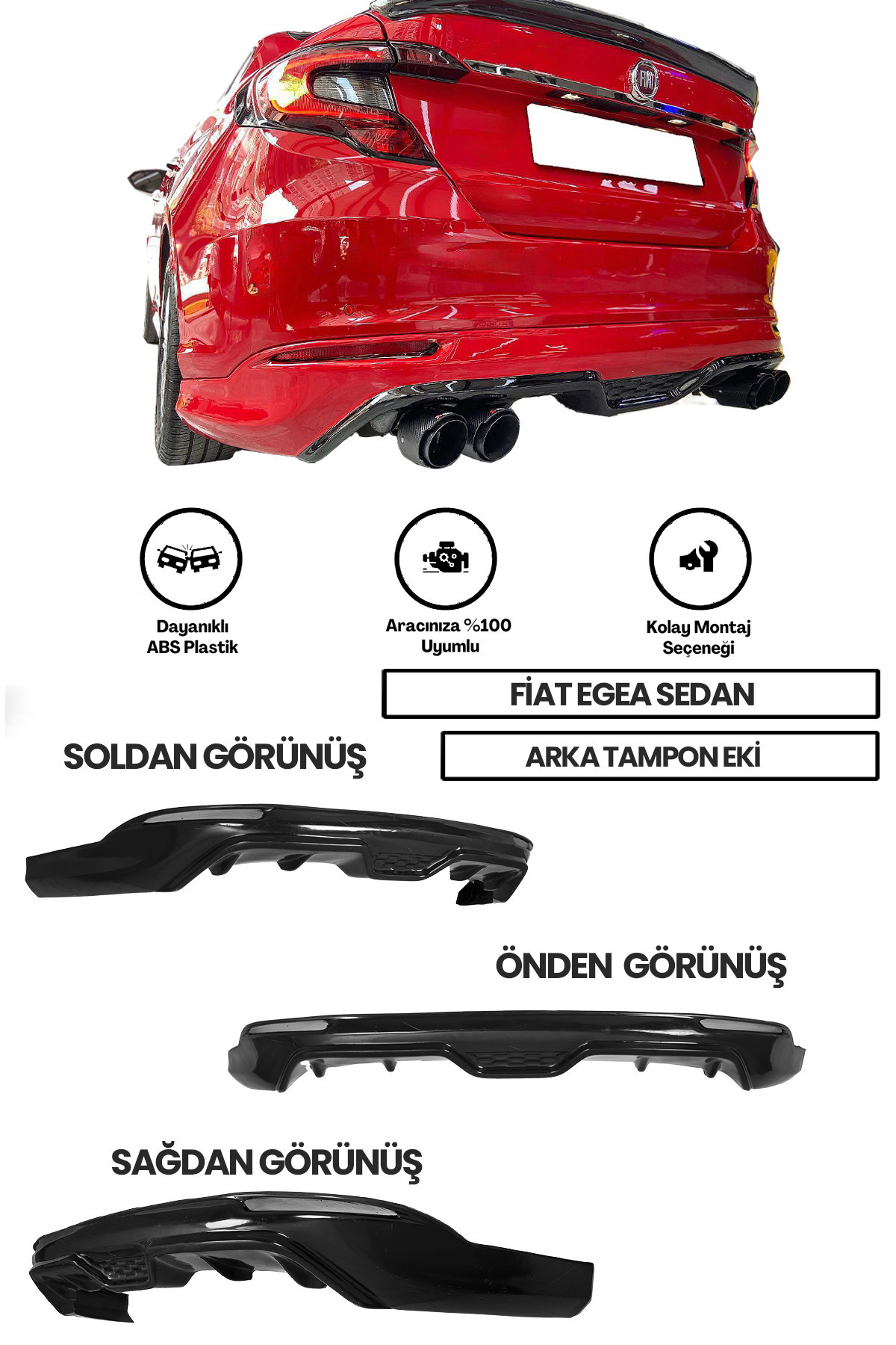 Fiat Egea Sedan uyumlu Arka Ek (plastik)