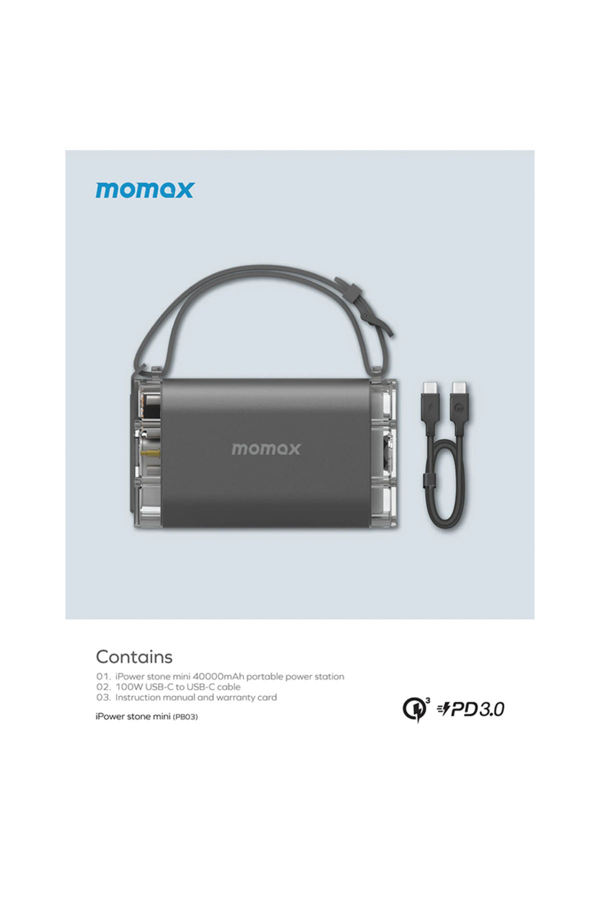 Momax-iPowerstone Mini Power Station, 40000mAh Capacity, Fast Charge, 100W Output, Space Grey 8