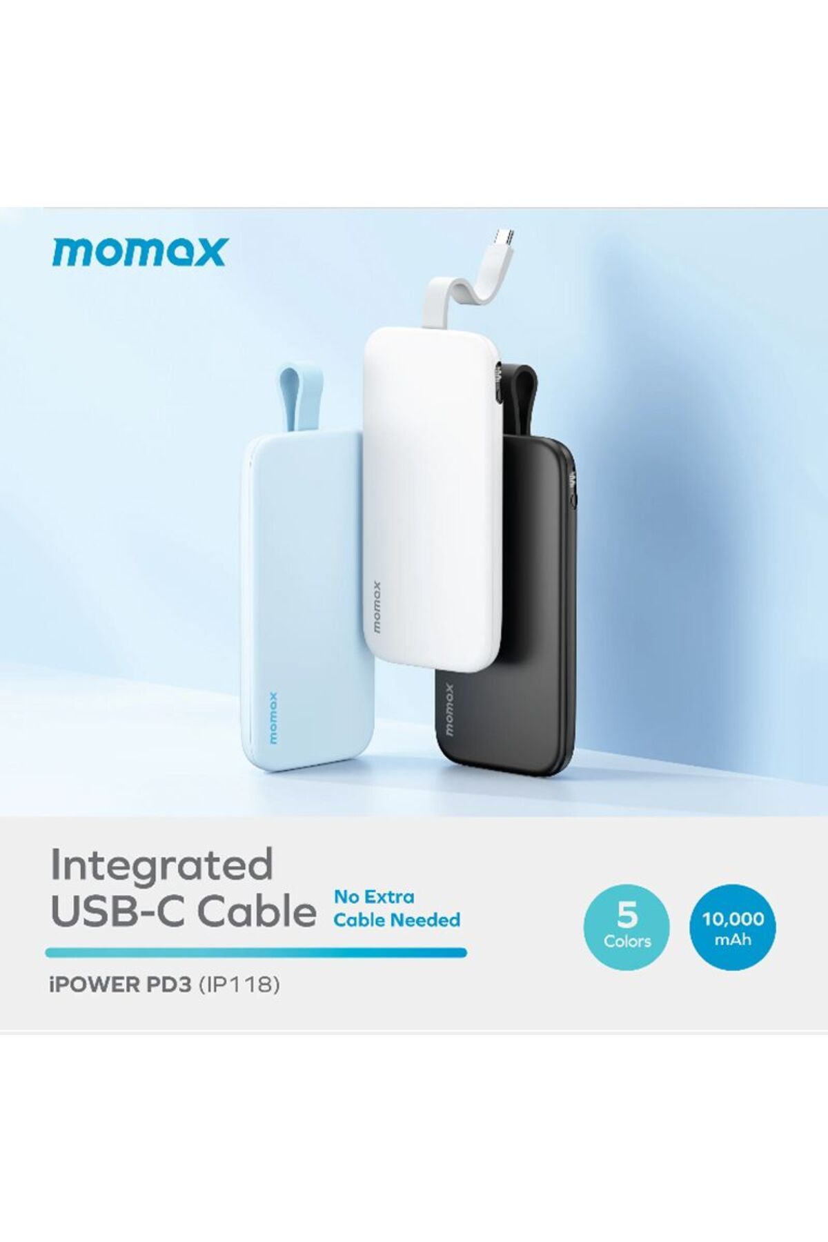 Momax-باور بانك اي باور PD3 10000 مللي أمبير 22.5 واط - أزرق 2