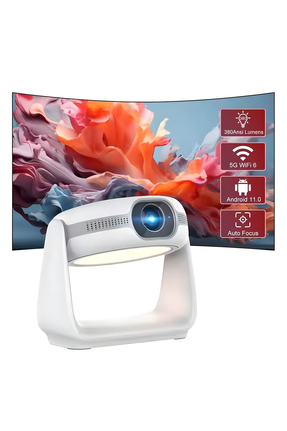 DEREN TEKNOLOJİ Airstorr K1 1080P 5G WiFi Taşınabilir Projektör 4K HD Video Ev Sineması Projektörü