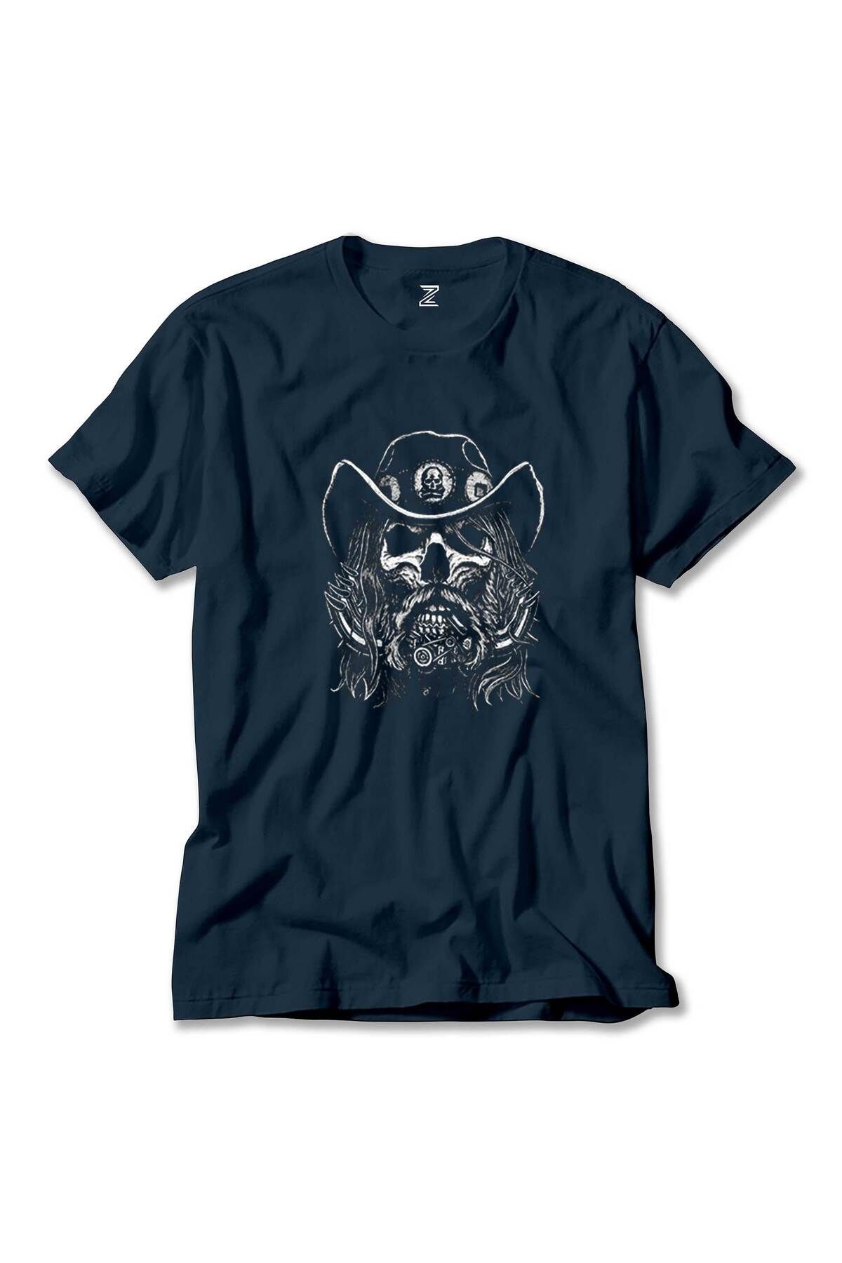 WAKHA Motörhead Lemmy Kilmister Skull Portre Lacivert Tişört