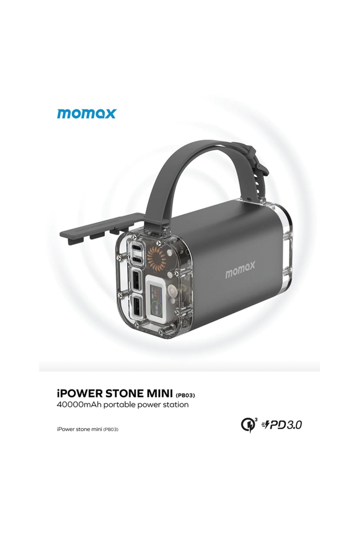 Momax-iPowerstone Mini Power Station, 40000mAh Capacity, Fast Charge, 100W Output, Space Grey 3
