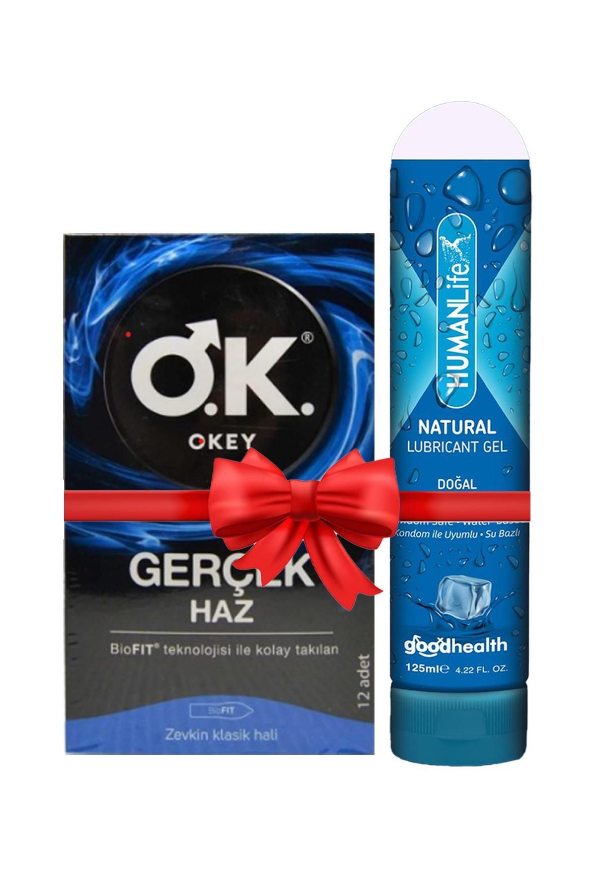 Okey Prezervatif Gerçek Haz 12'li + HumanLife 125 ml Doğal Kayganlaştırıcı Jel Lubricant