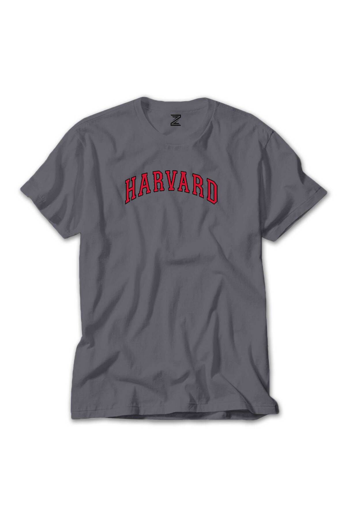 WAKHA Harvard University Red Text Gri Tişört