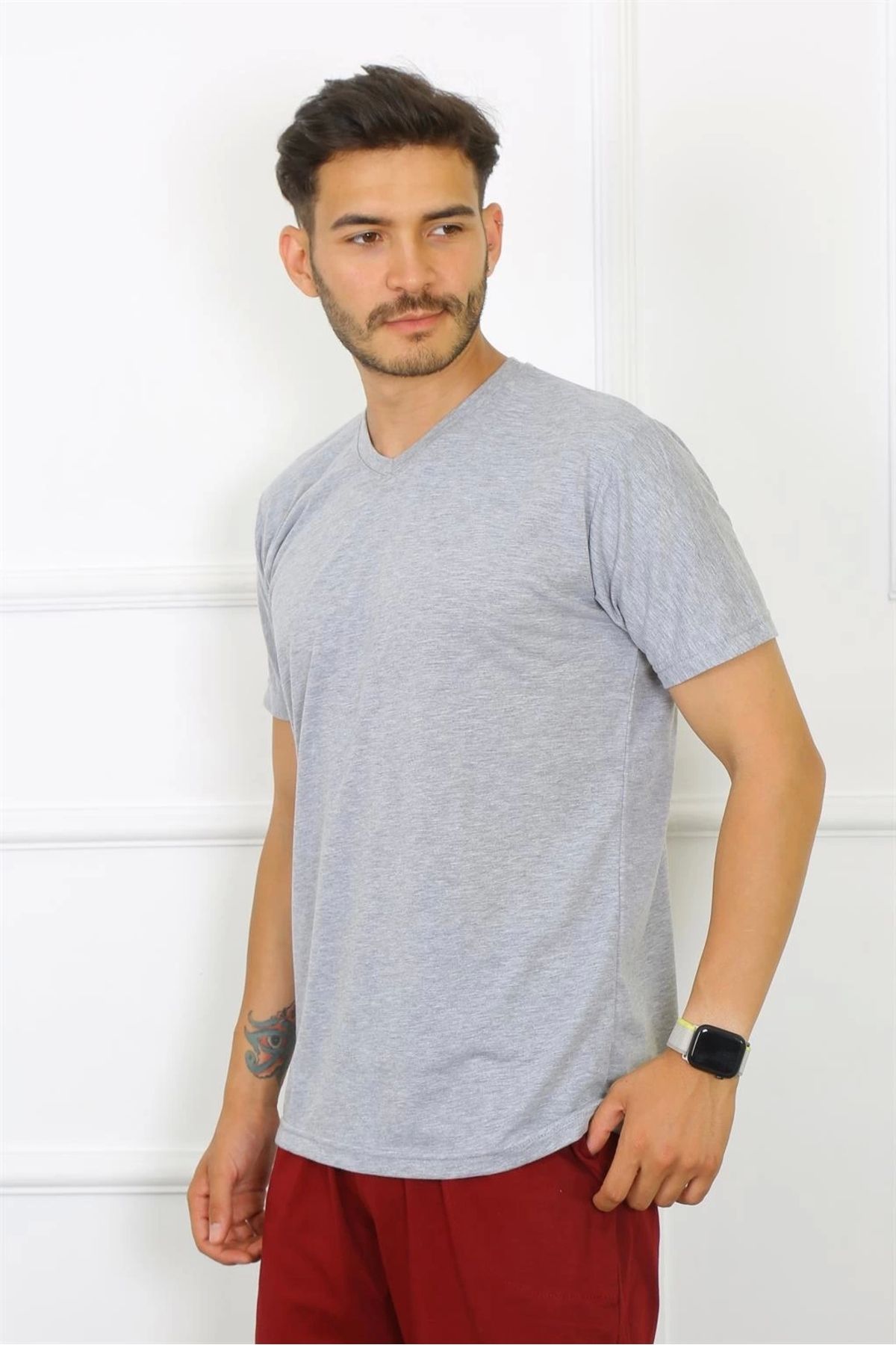 Akbeniz-Monolya Men's Gray 100% Cotton T-Shirt 27486 2