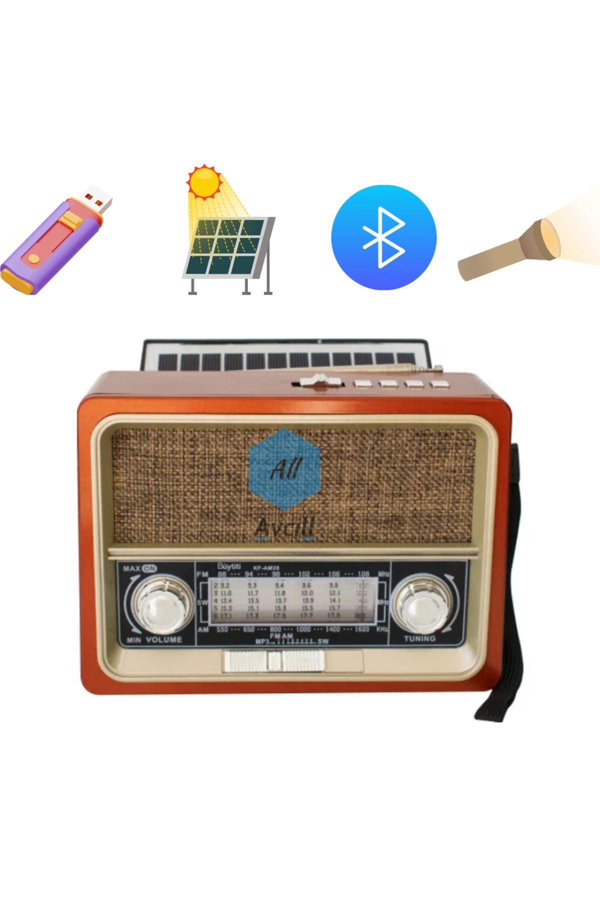 102bt solar güneş enerjili nostaljik müzik kutusu fenerli radyo bluetoothlu mp3 çalar fm radyo usb