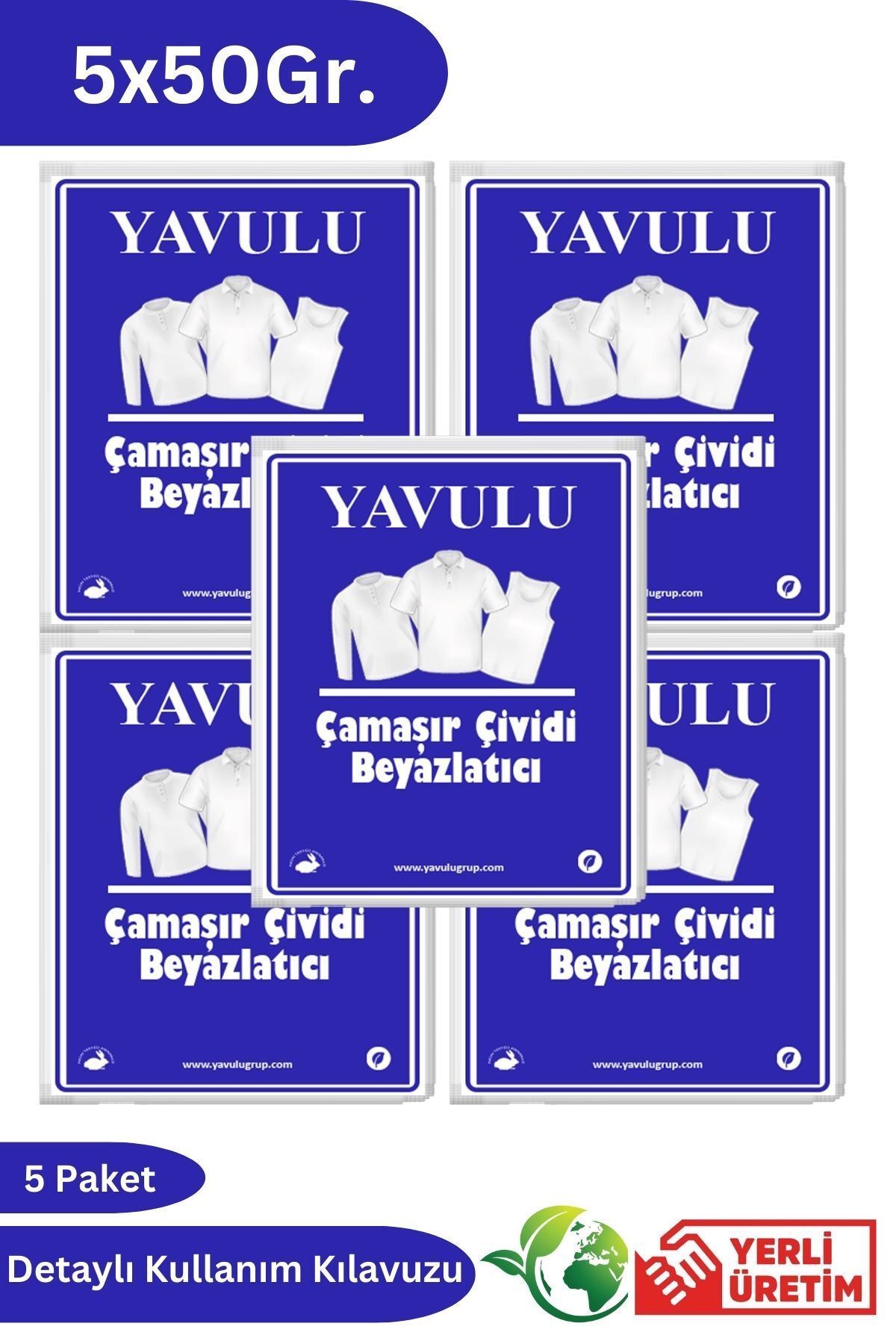 yavulu Çamaşır Çividi Mavi Toz Çivit Çamaşır Beyazlatıcı Çamaşır Çiviti 5 Paket 50Gr