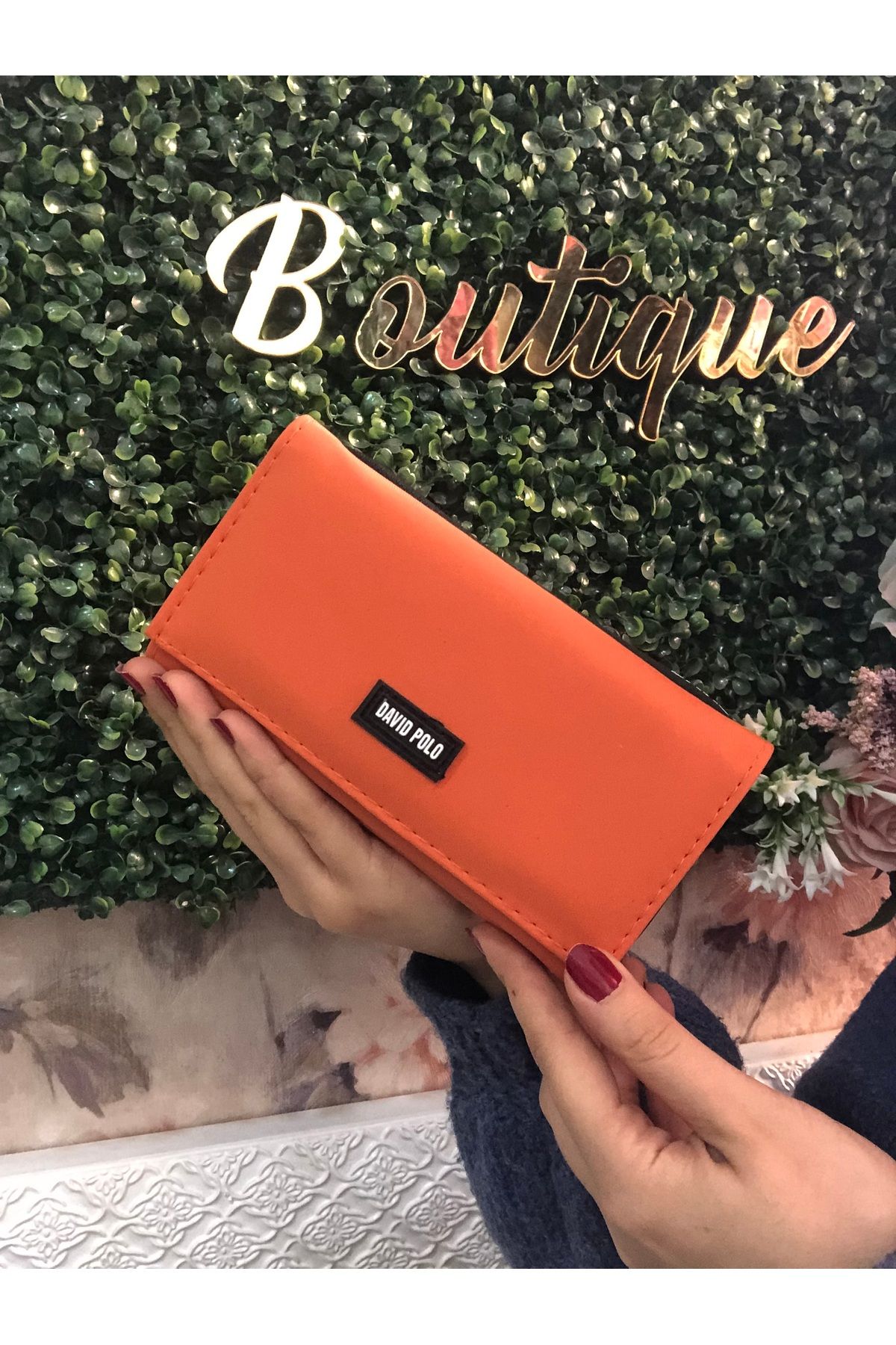 Çanta Trend-Orange Women's Wallet Orange Wallet with Paper and Coin Compartment 1