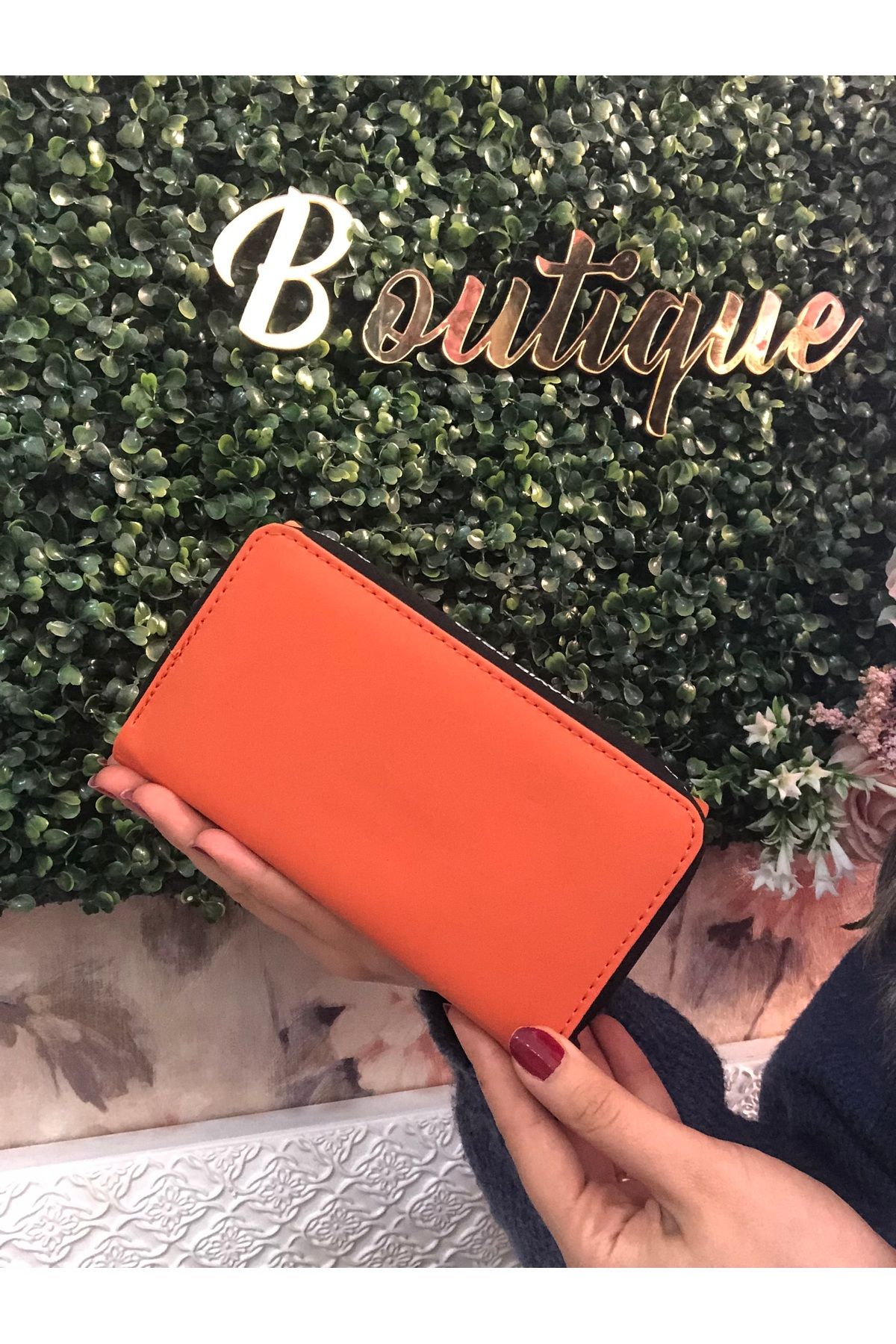 Çanta Trend-Orange Women's Wallet Orange Wallet with Paper and Coin Compartment 2