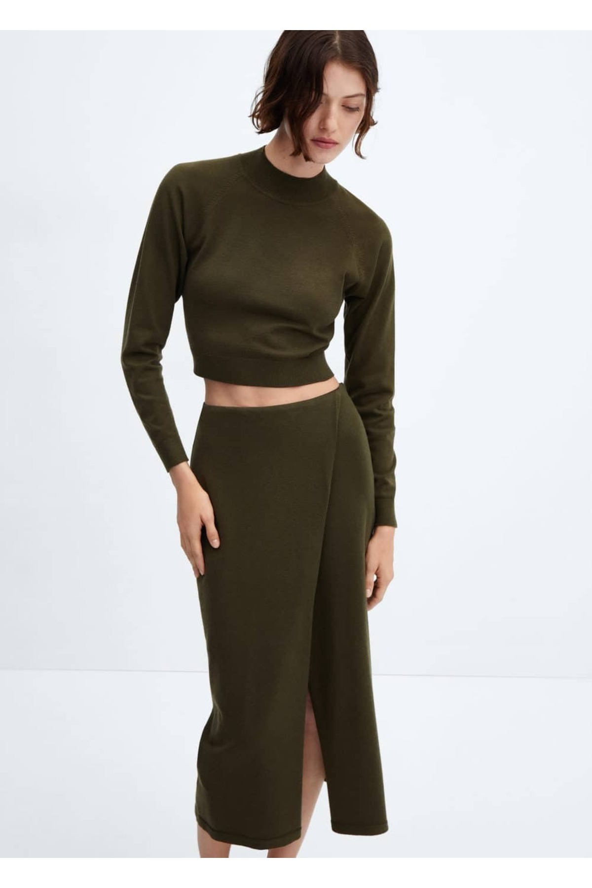 MANGO Woman-Woven wrap skirt 4