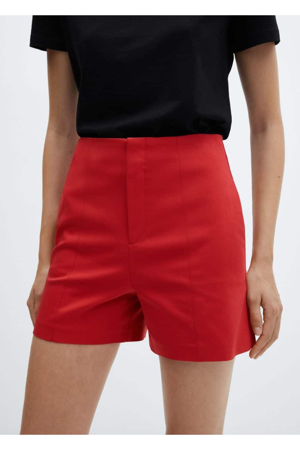 MANGO Woman-High Waist Straight Cut Shorts 6