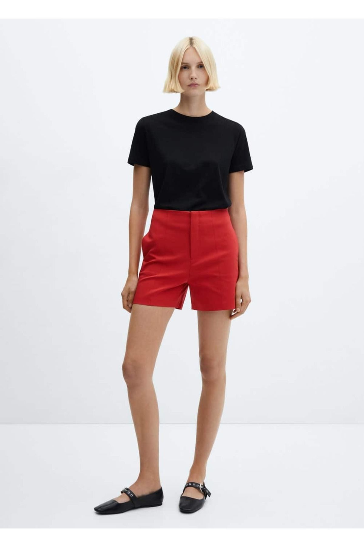 MANGO Woman-High Waist Straight Cut Shorts 2