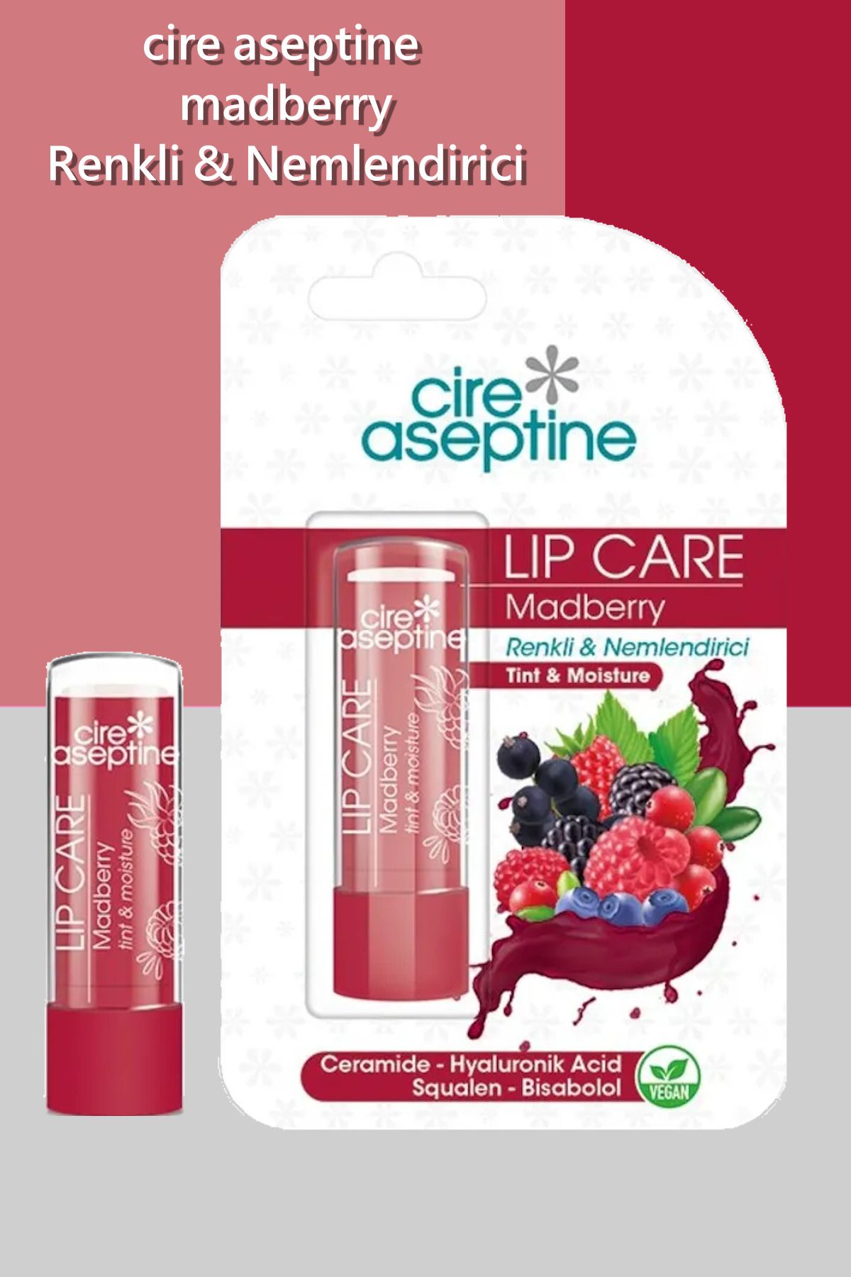 CIRE ASEPTINE Lip Care Madberry (Kızılcık) Renkli Dudak Nemlendirici 4,5 G