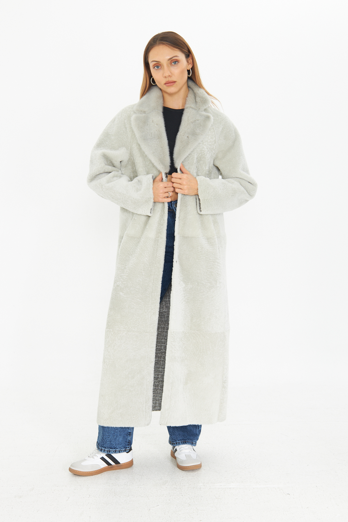 By Marki Marki  Astragan Kürklü Palto - 127 cm, Çift Taraflı, Deri ve Kürk Yüzeyli, Özel Kürk Yakalı - 115822 - Görsel 3