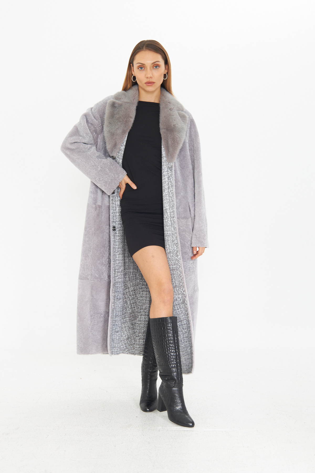 By Marki Marki  Hakiki Astragan Kürklü Palto - 127 Cm, Çift Taraflı, Deri Ve Kürk Yüzeyli, Özel Kürk Yakalı - 115822 - Görsel 6