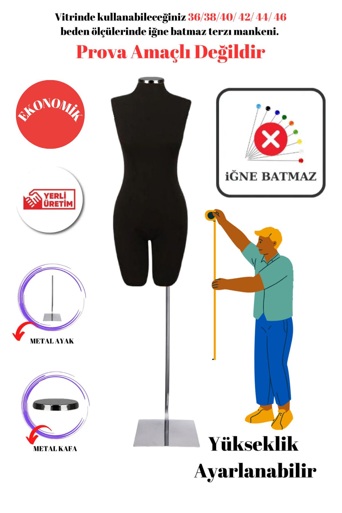 Manken İstanbul Manechin De Croitorie Care Poate Purta Pantaloni Economici Manechin De Prezentare (opțiune De Mărime 36-38-40-42-44-46) - 36