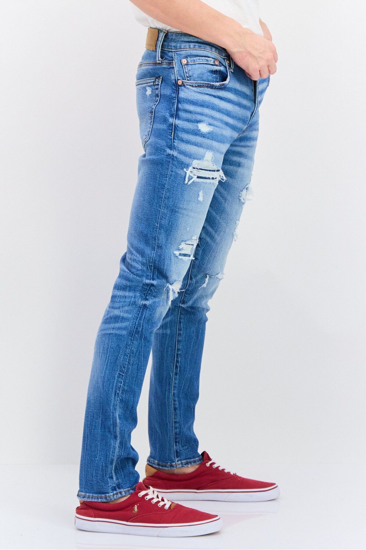 AMERICAN EAGLE-Men Regular Fit Ripped Denim Jeans, Blue 2