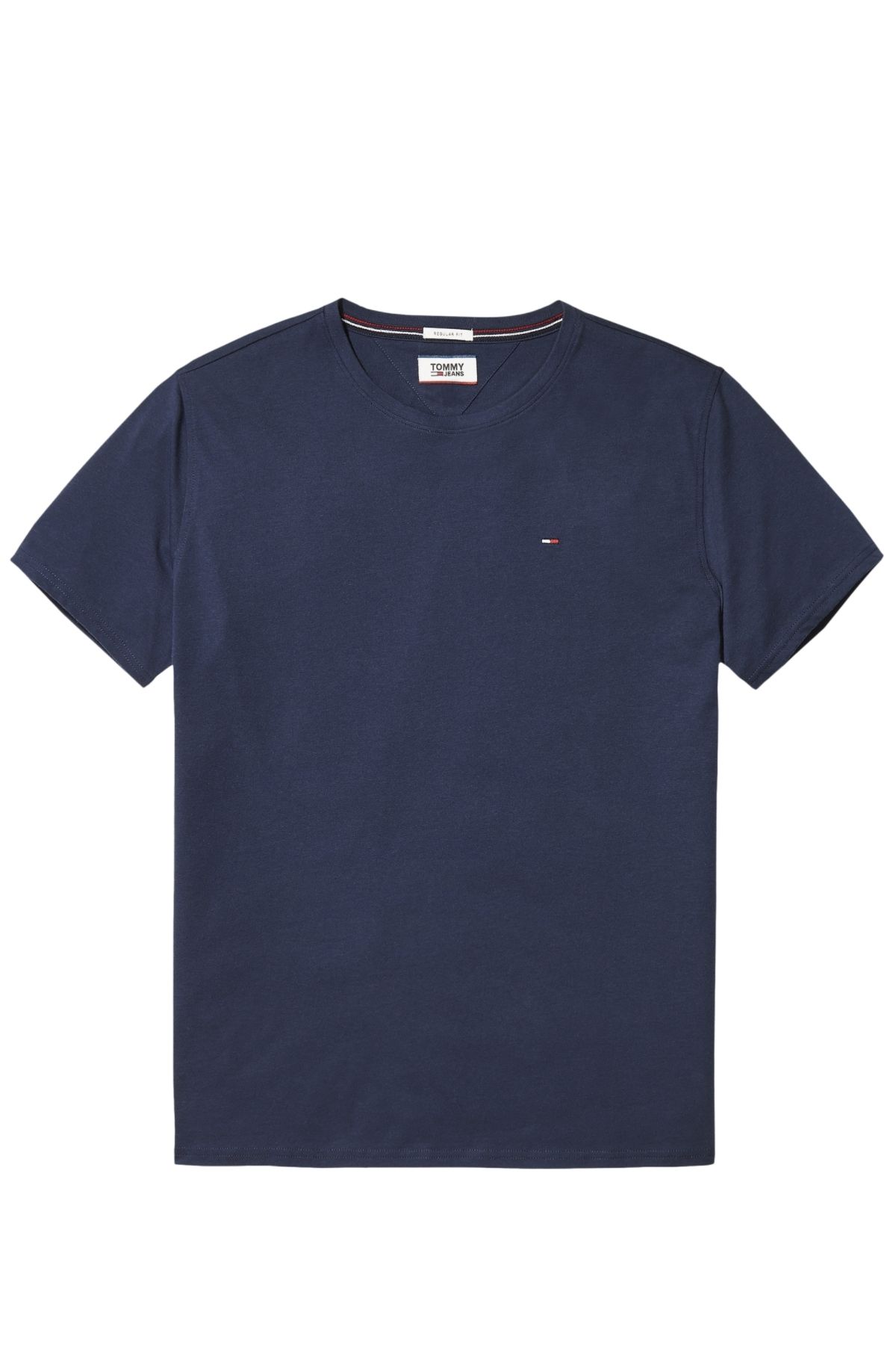 Tommy Jeans-Men's Crew Neck T-shirt - 100% Organic Cotton, Navy Blue, Brand Logo 1