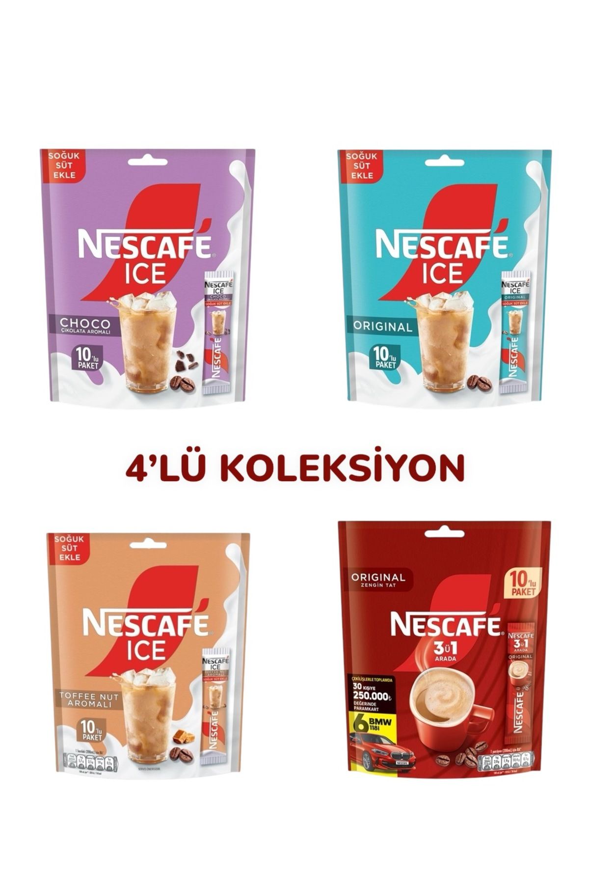 Nescafe 4’lü Set Ice Choco - Ice Original - Ice Toffee Nut - Original ( 4 Ayrı Paket )