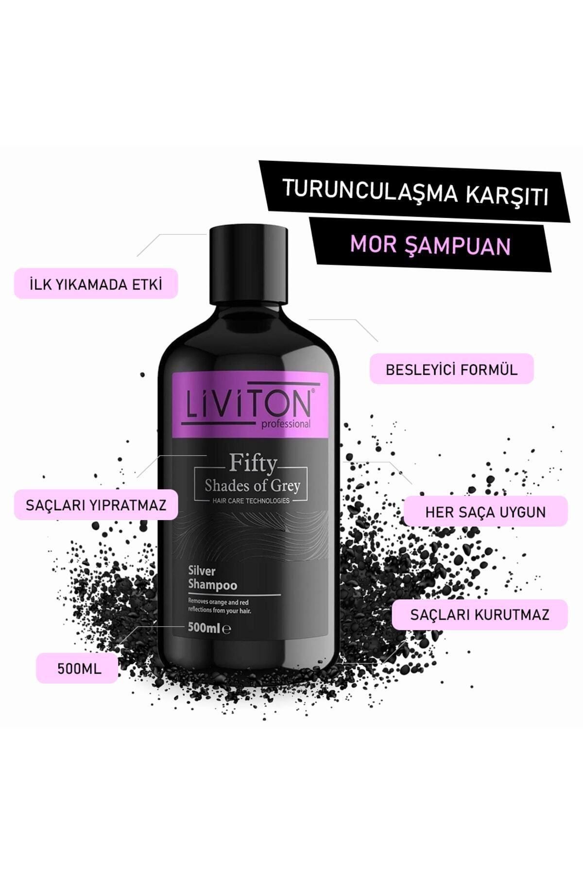 Liviton Professional-Silver Purple Shampoo Gray White Platinum Suitable for Blonde Hair 500 ml 4