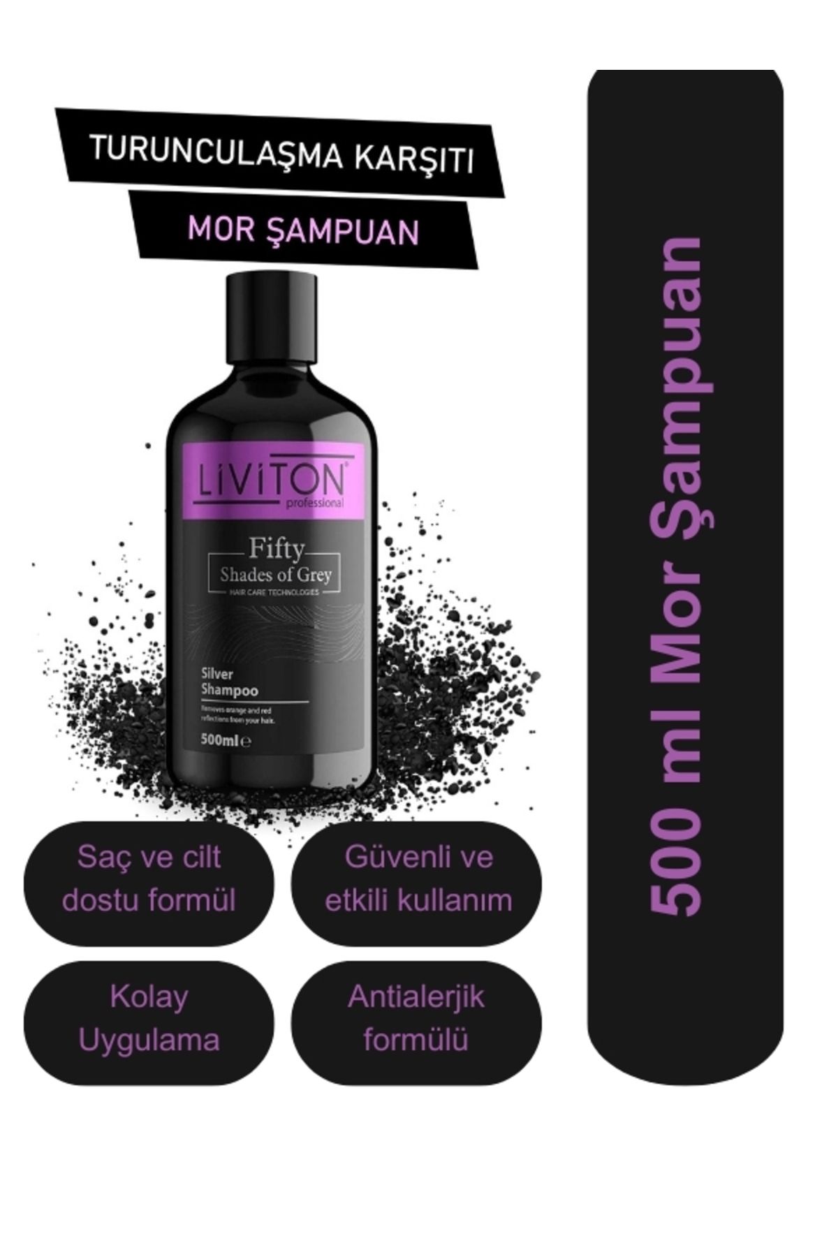 Liviton Professional-Silver Purple Shampoo Gray White Platinum Suitable for Blonde Hair 500 ml 1