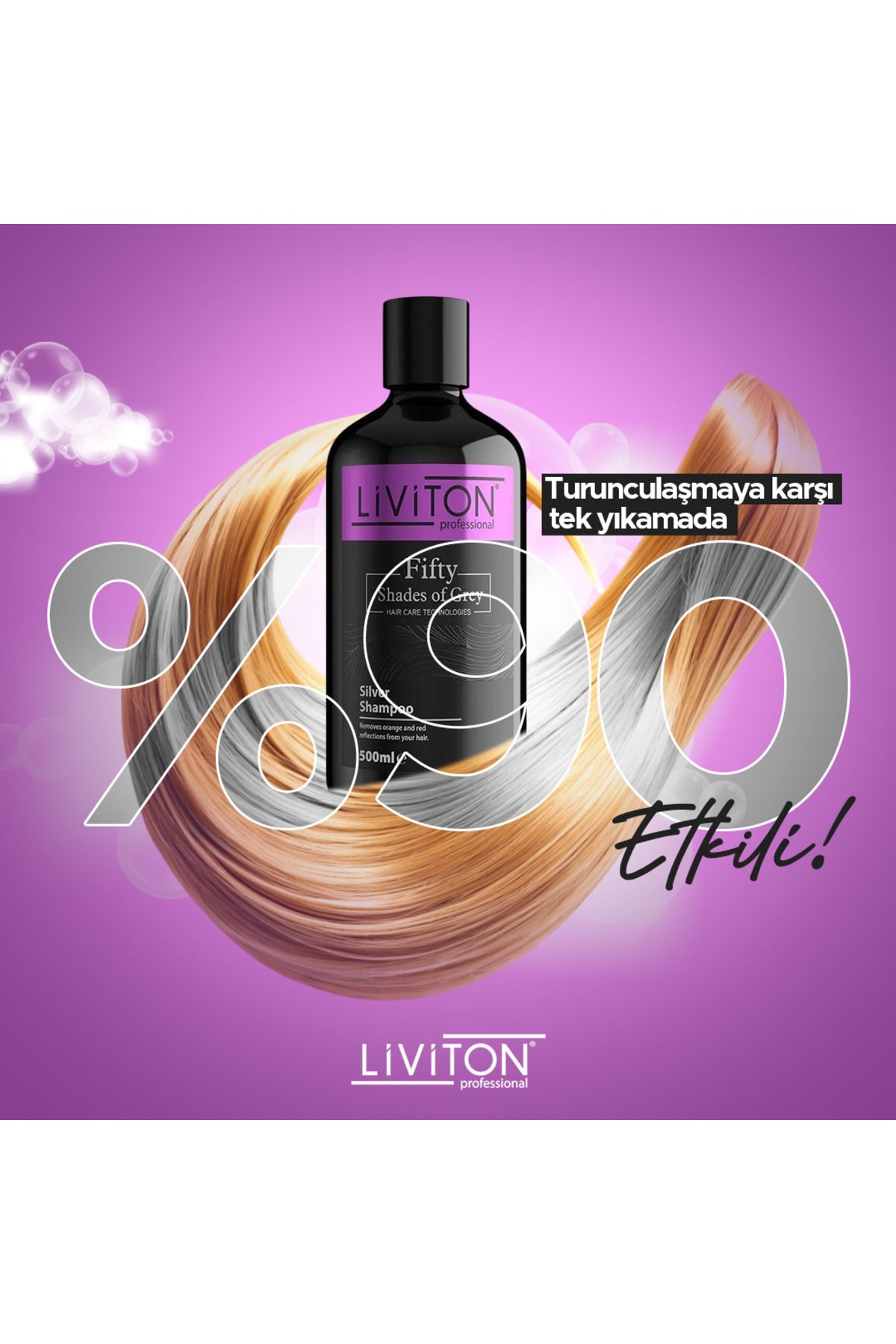 Liviton Professional-Silver Purple Shampoo Gray White Platinum Suitable for Blonde Hair 500 ml 2