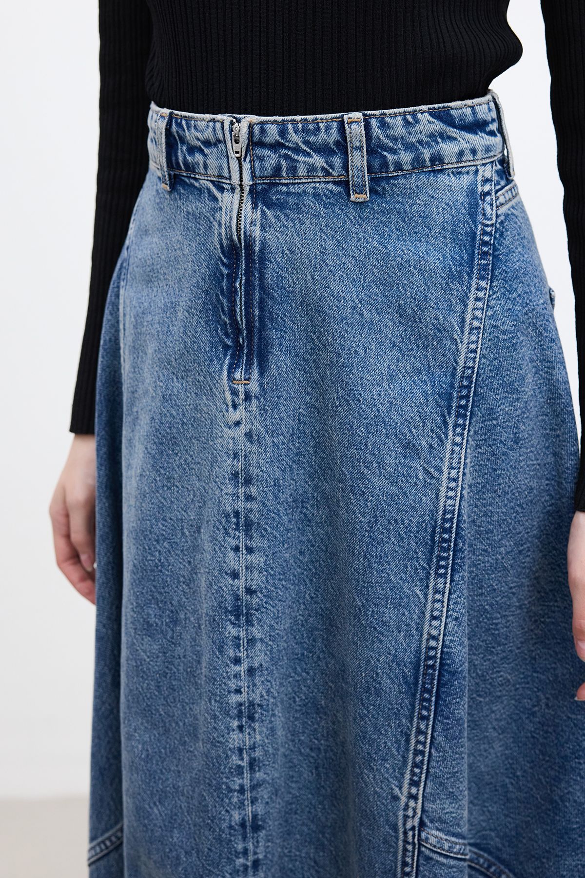 Manuka-Blue Flounce Denim Skirt 6